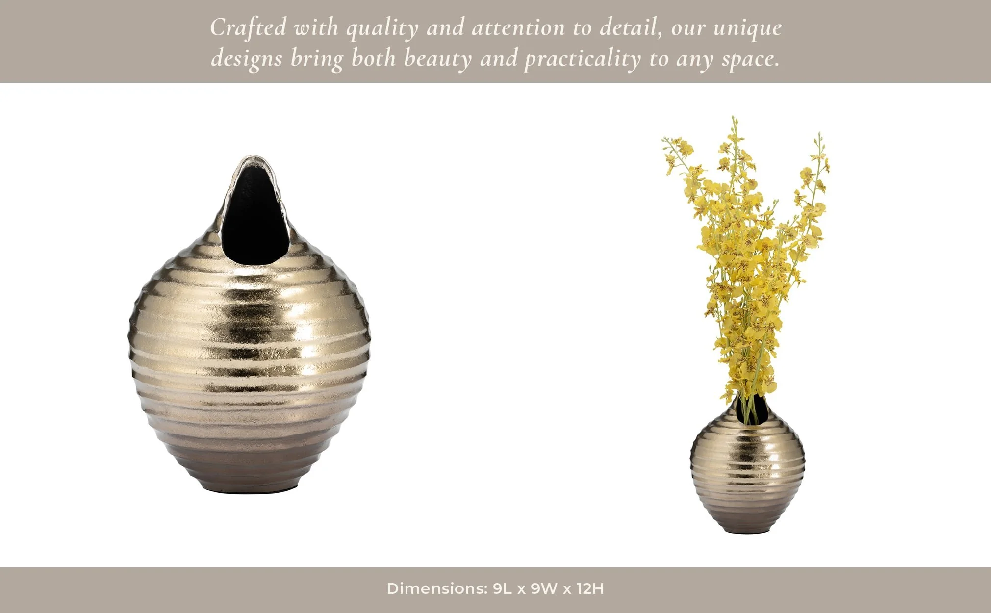 Metal,12",shell Like Vase,gold - Image 5