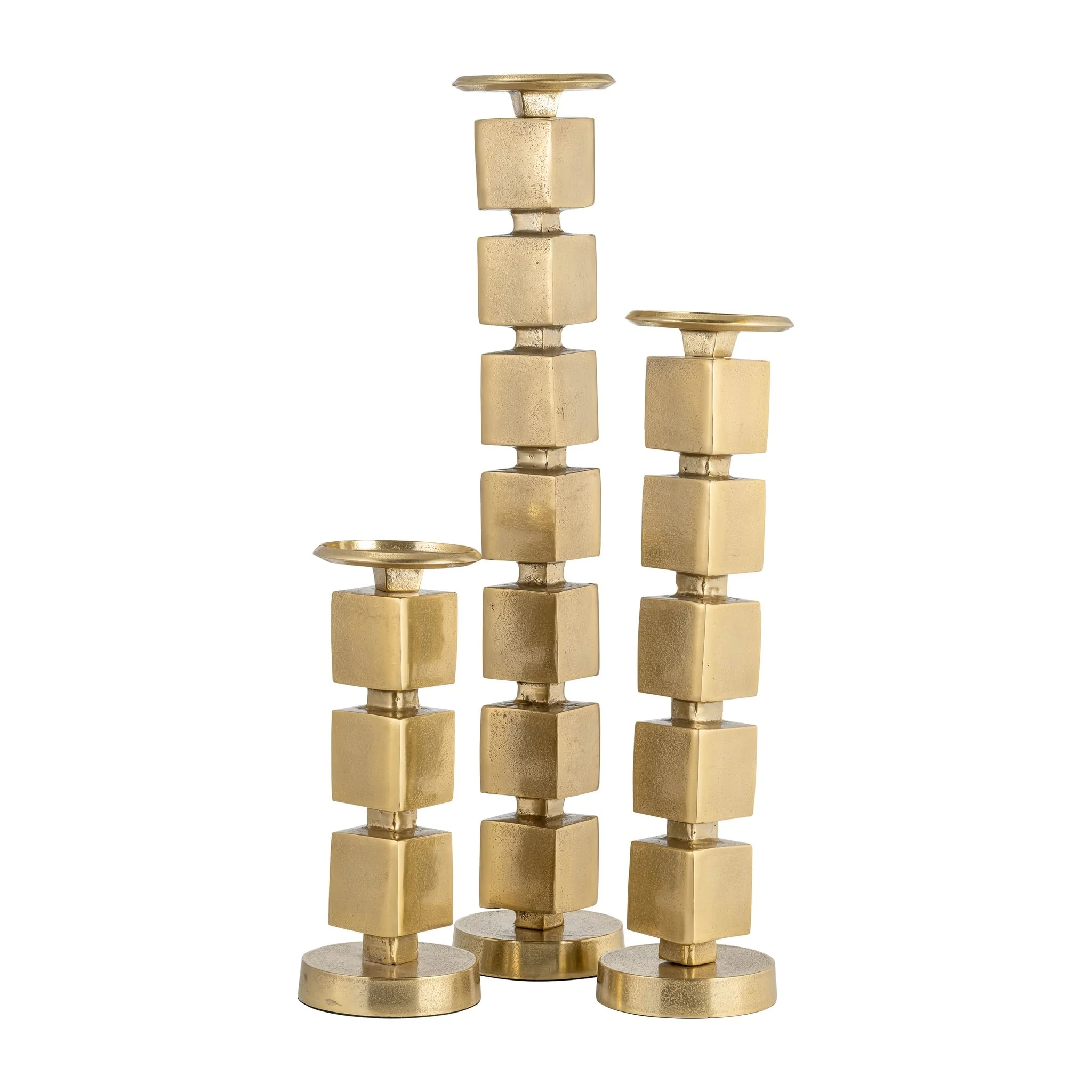 Metal, 12" Stacked Cubes Candleholder, Gold - Image 5