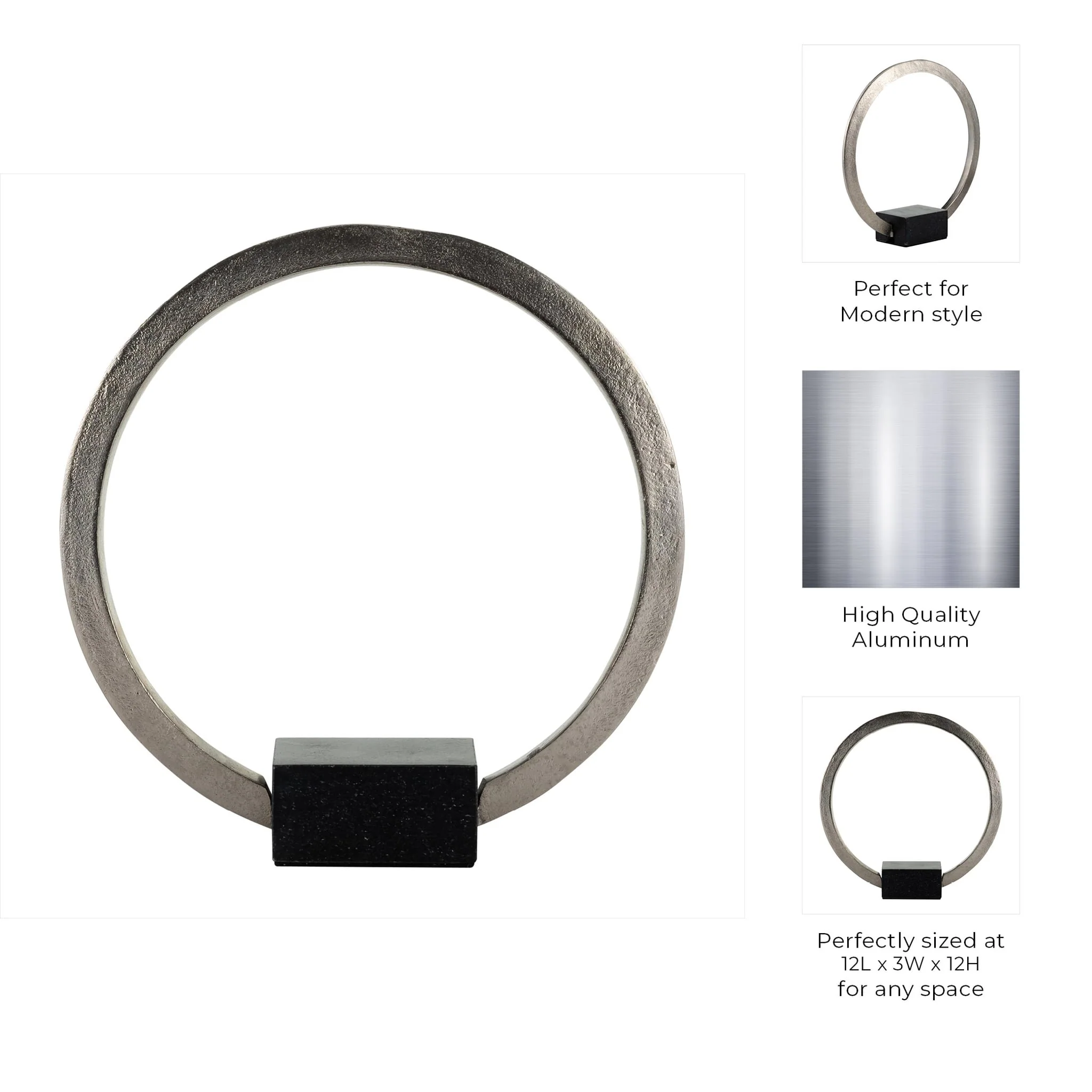 Metal,12",standing Ring W/base ,nickel/black - Image 10