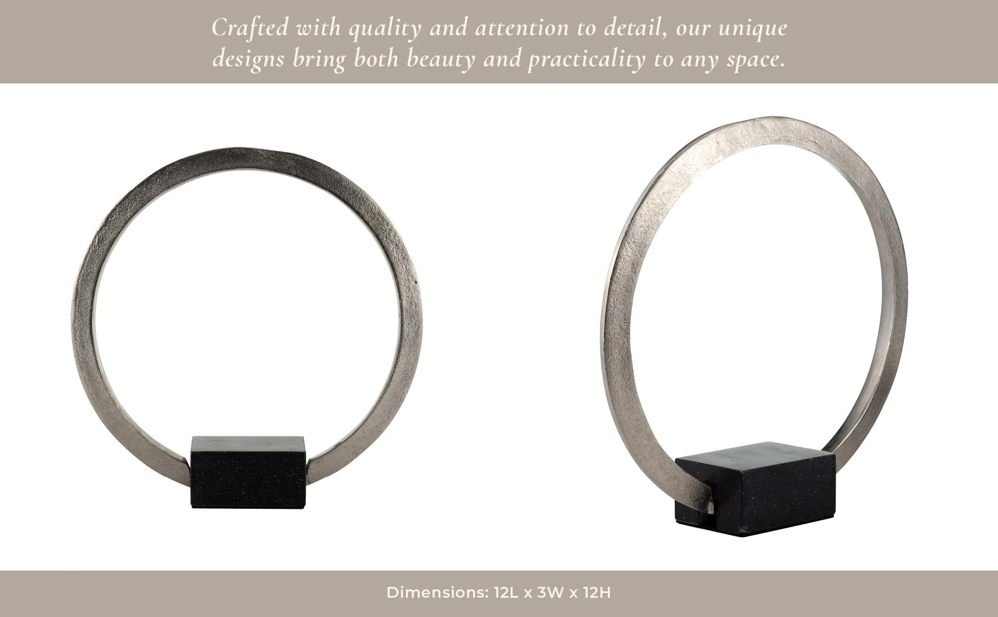 Metal,12",standing Ring W/base ,nickel/black - Image 11