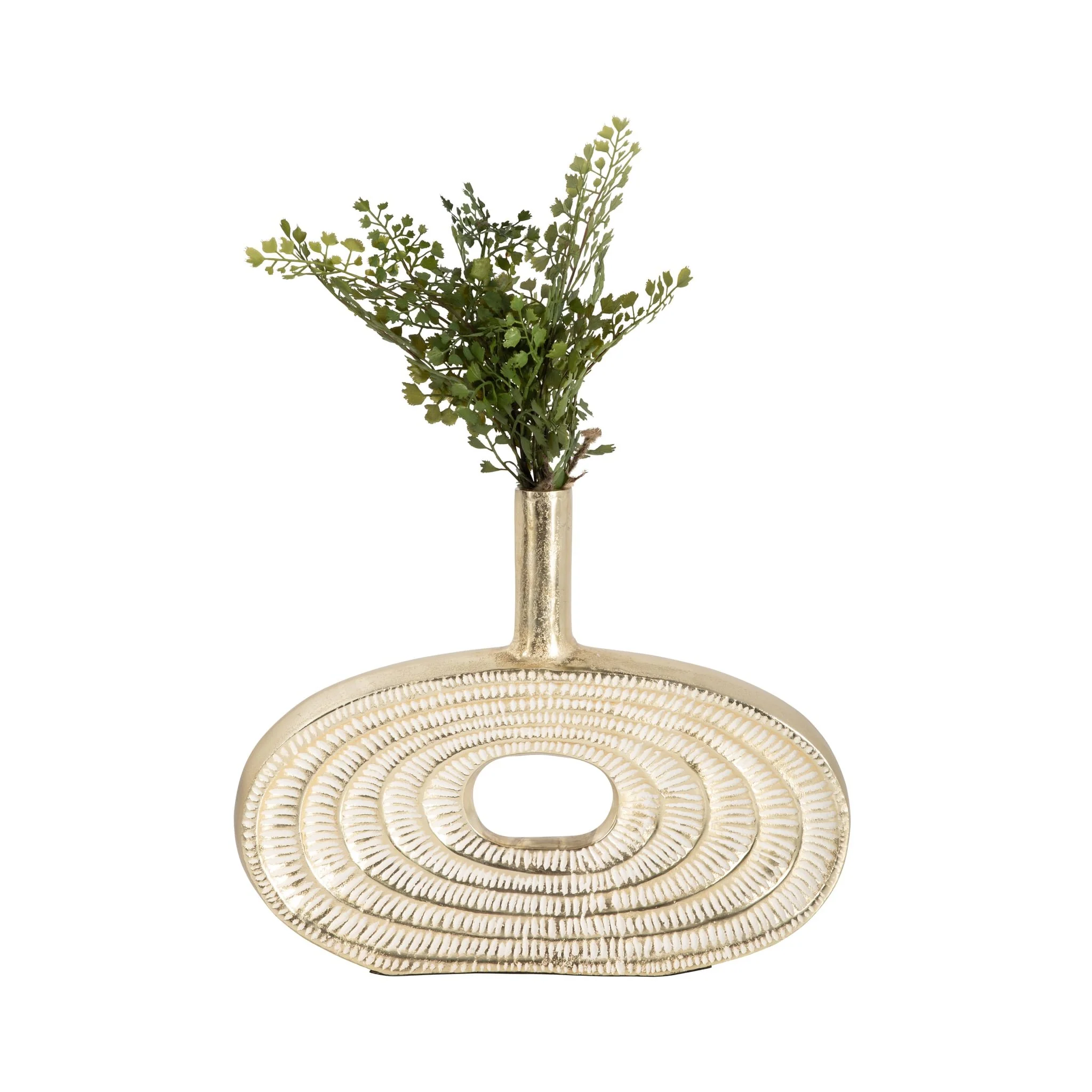 Metal, 12" Tribal Cut Out Vase, Gold - Image 2