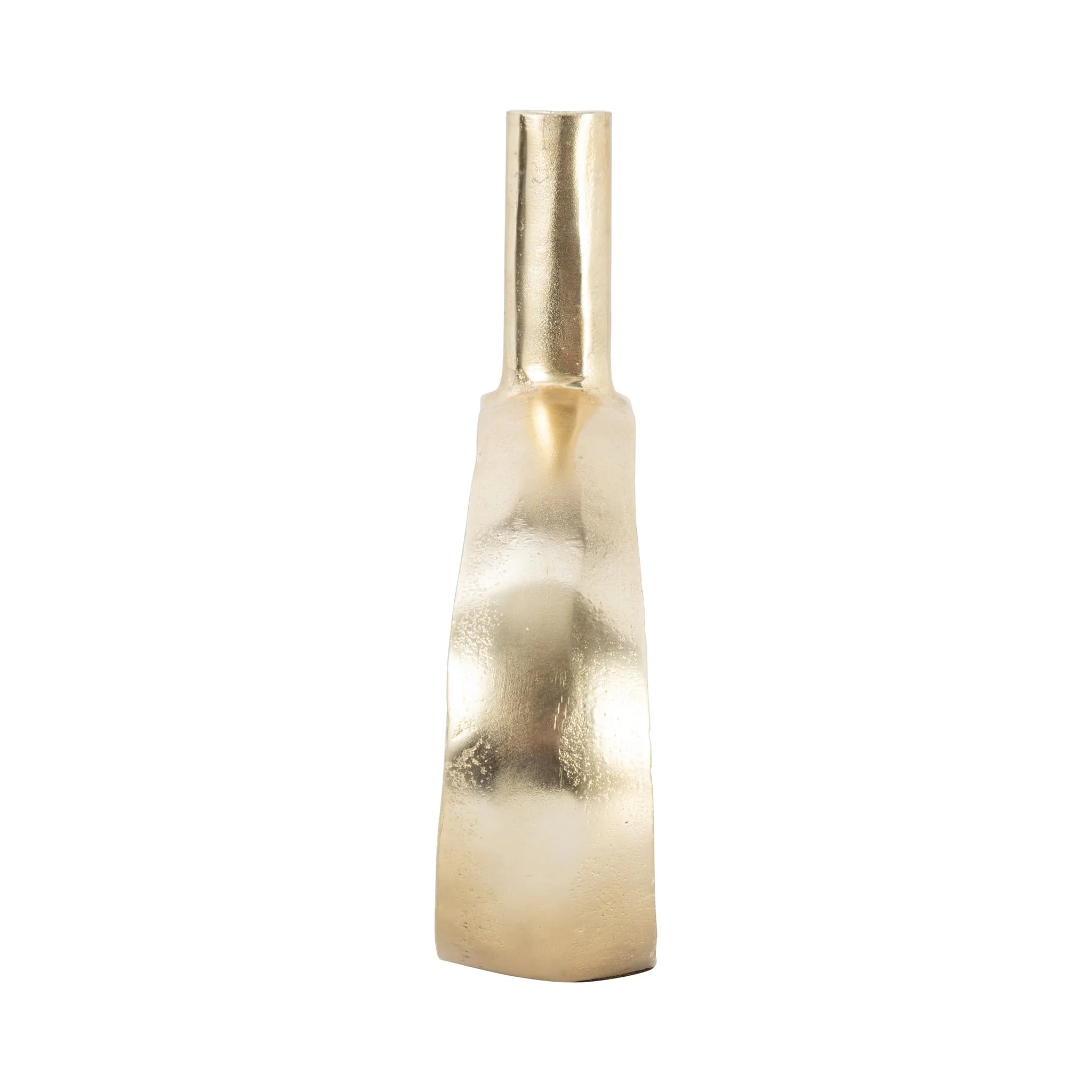 Metal, 12" Tribal Cut Out Vase, Gold - Image 4