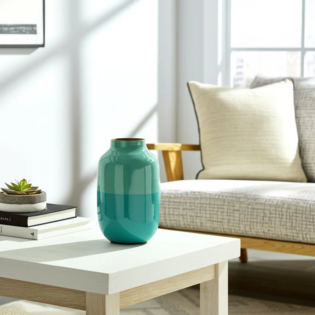 Metal 12" Urn Vase, Green - Image 13