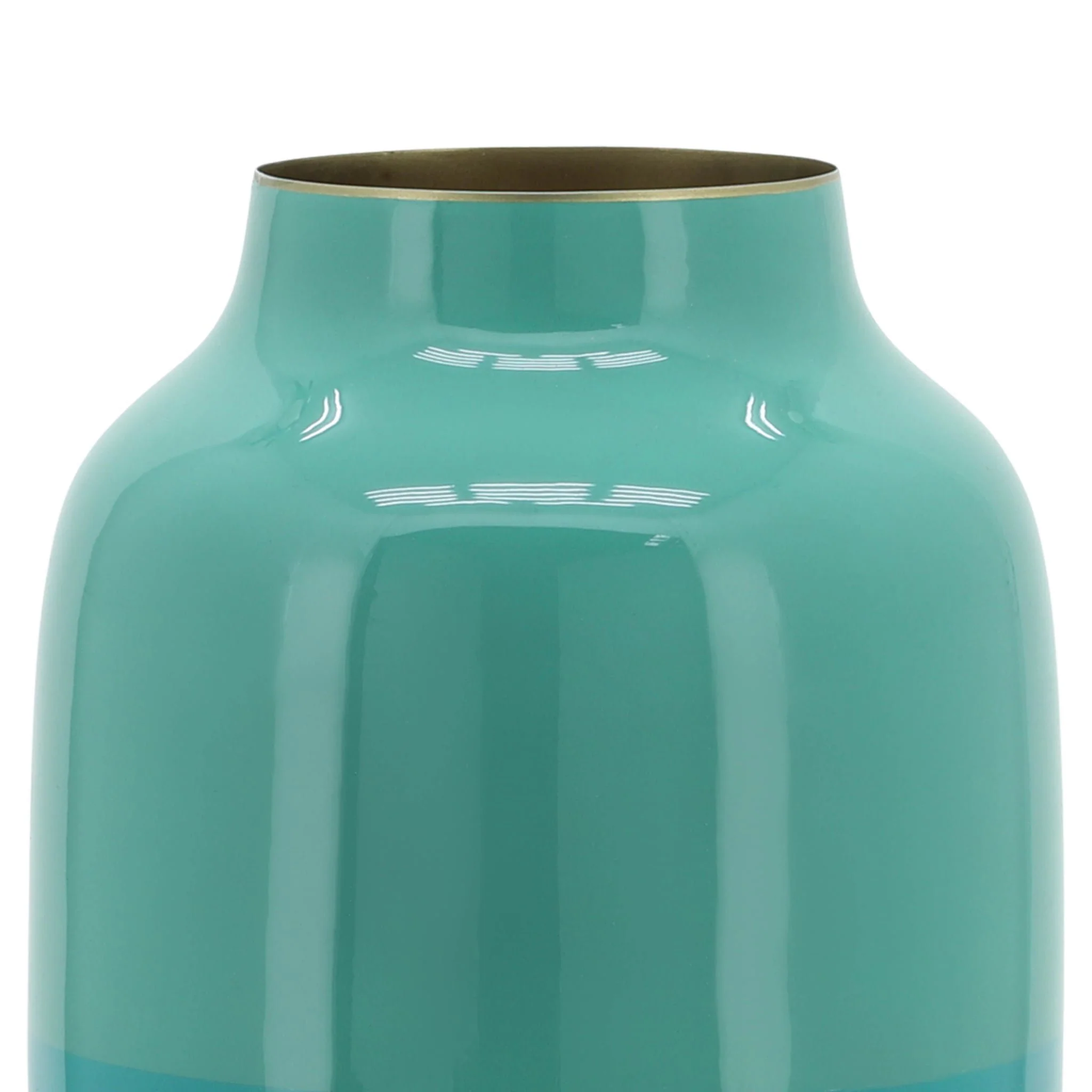 Metal 12" Urn Vase, Green - Image 5