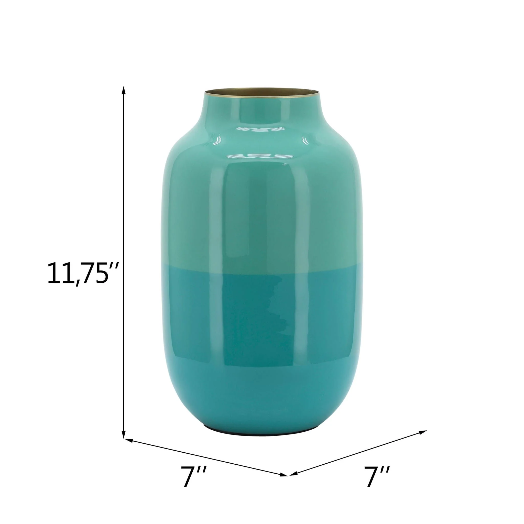 Metal 12" Urn Vase, Green - Image 8