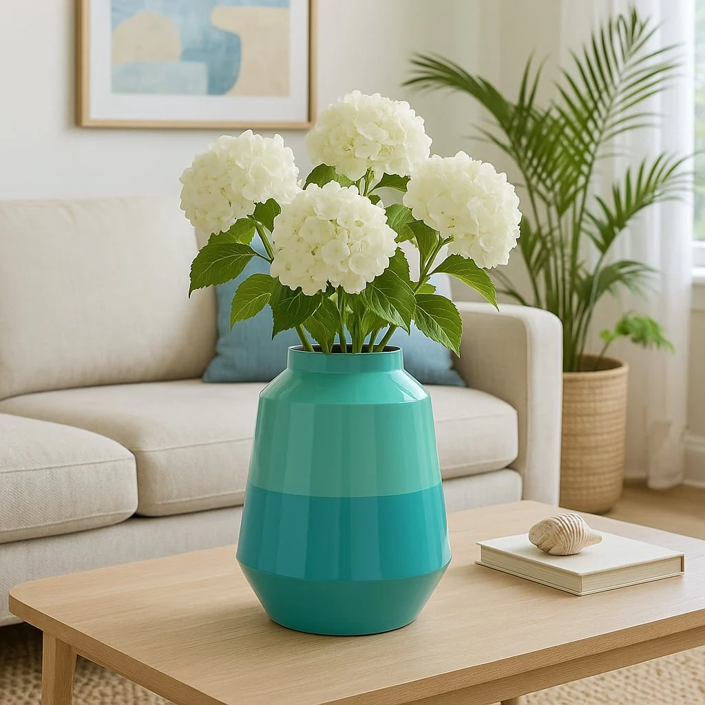 Metal 12" Vessel Vase, Green - Image 11