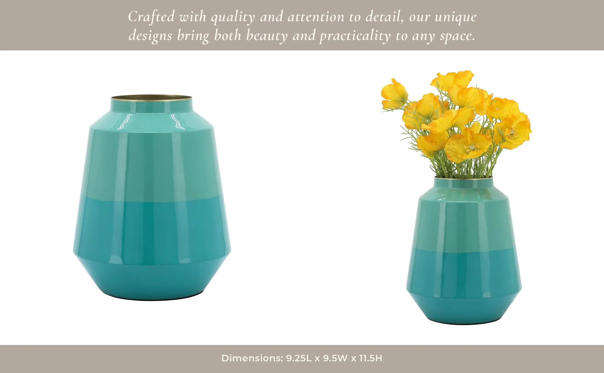 Metal 12" Vessel Vase, Green - Image 14