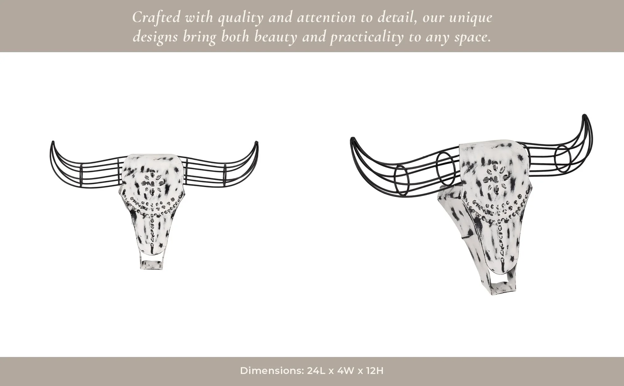 Metal, 12"h Buffalo Wall Accent, Black/white - Image 11