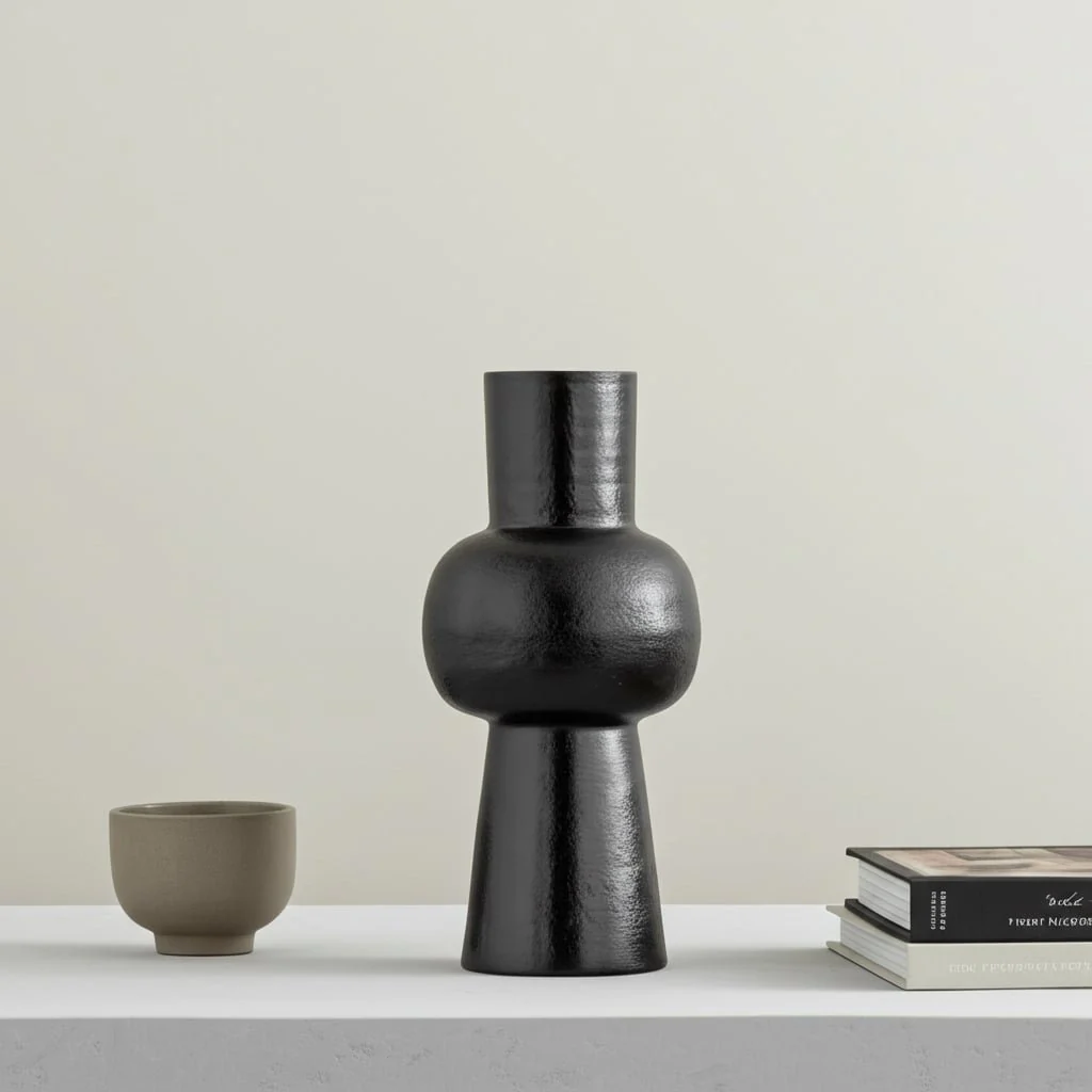 Metal,12"h, Mid Ellipsoid Vase,black - Image 12