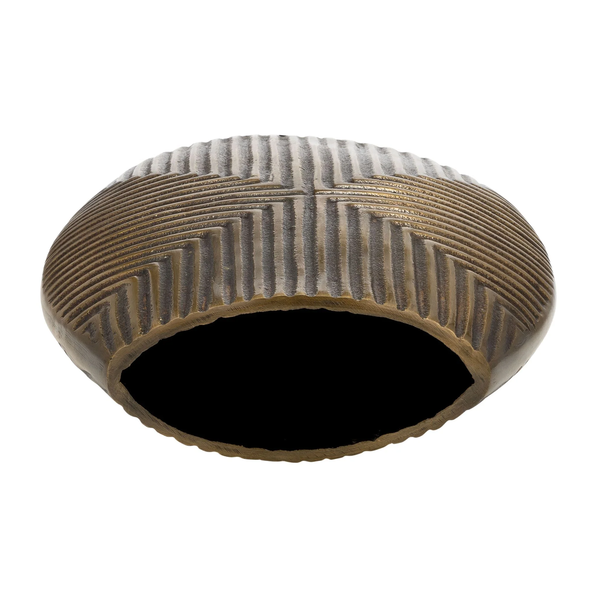 Metal, 12"h Ribbed Vase, Brass Antique - Image 5