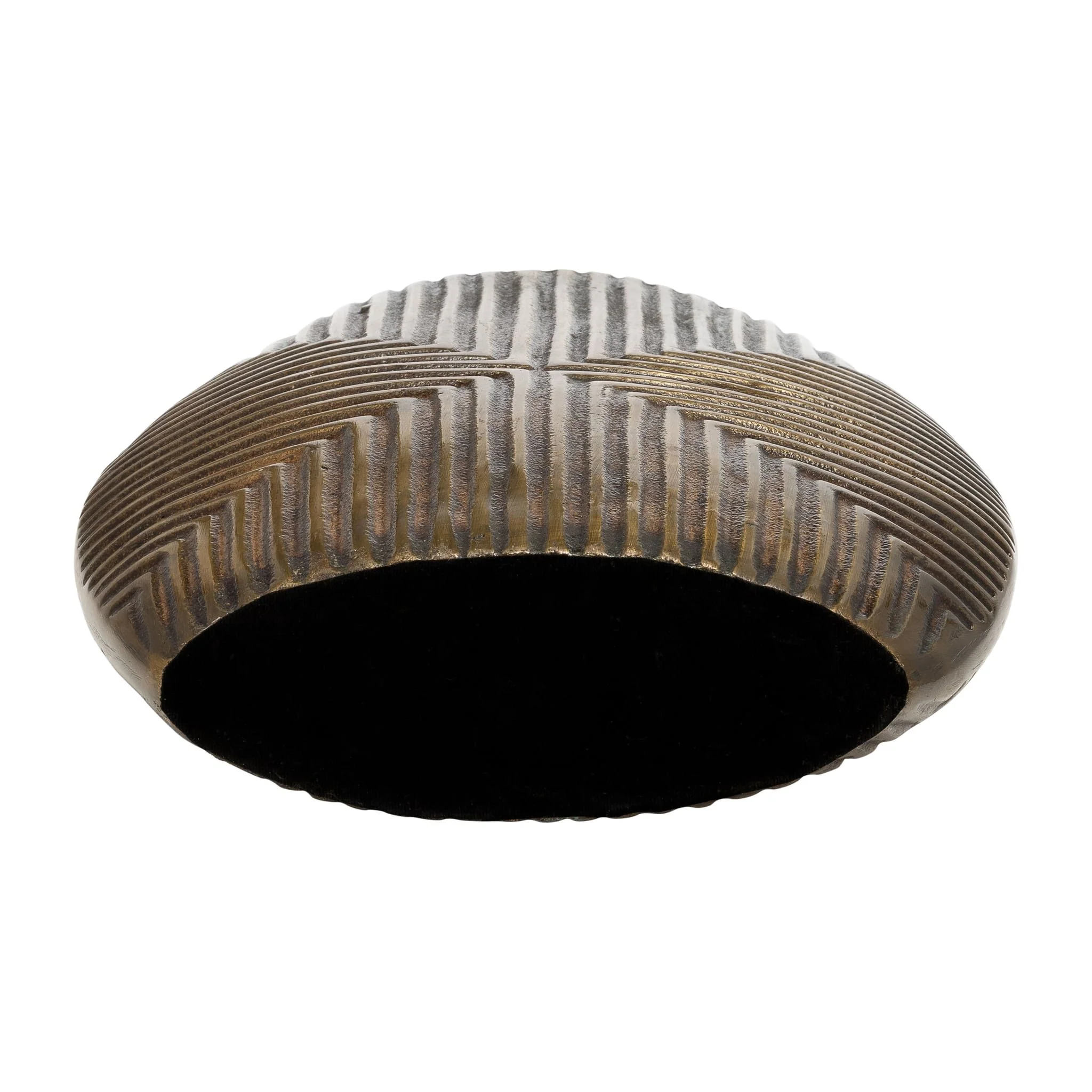 Metal, 12"h Ribbed Vase, Brass Antique - Image 6