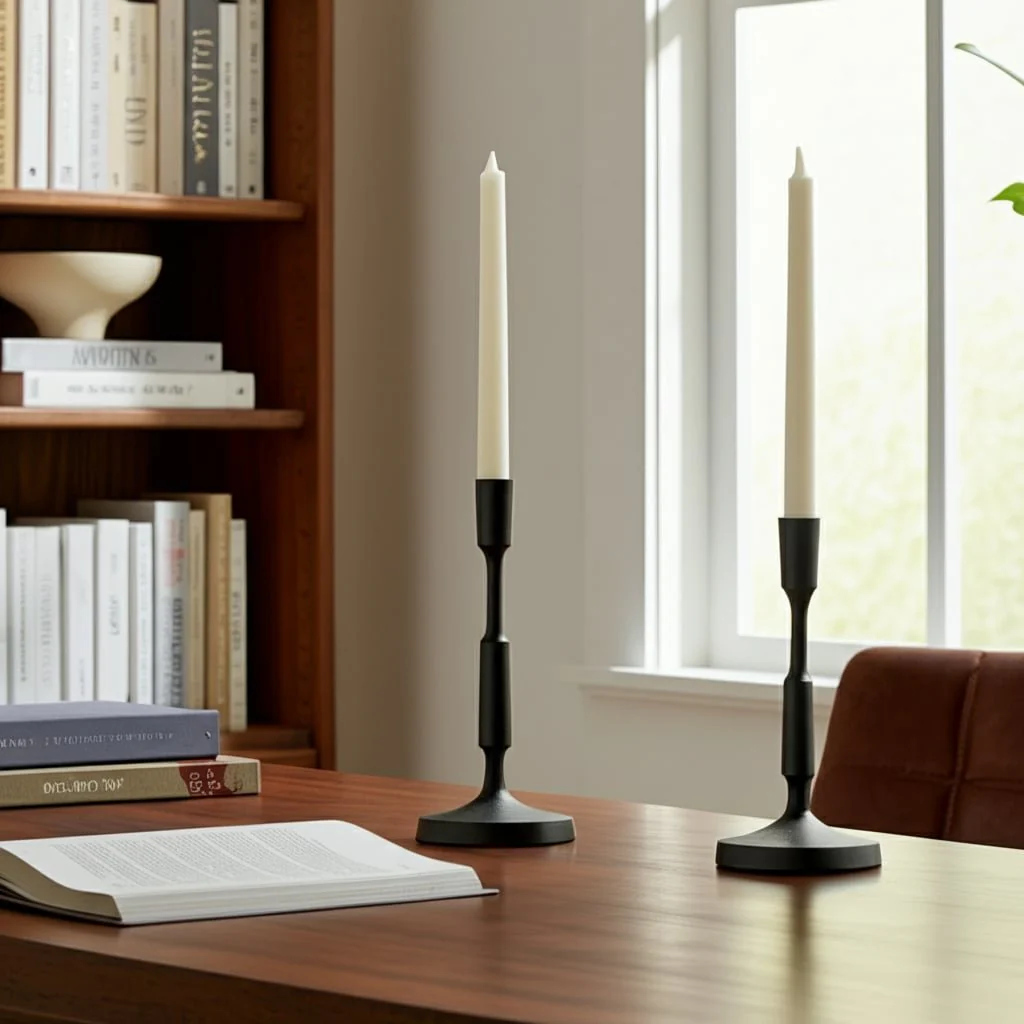 Metal, 12"h Taper Candle Holder, Black - Image 13