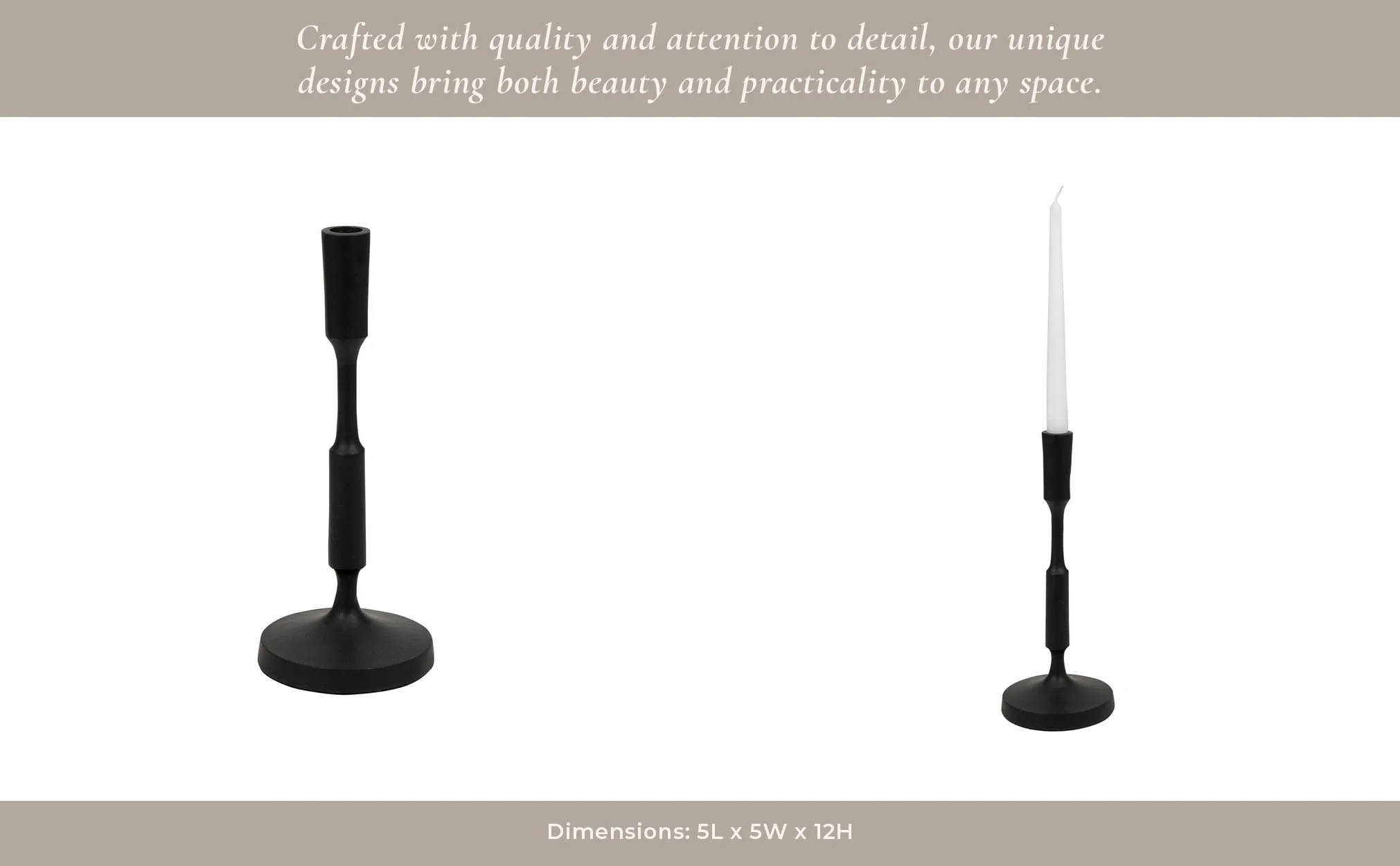 Metal, 12"h Taper Candle Holder, Black - Image 14