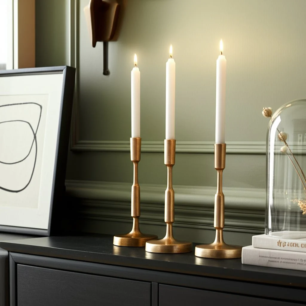 Metal, 12"h Taper Candle Holder, Champagne - Image 11