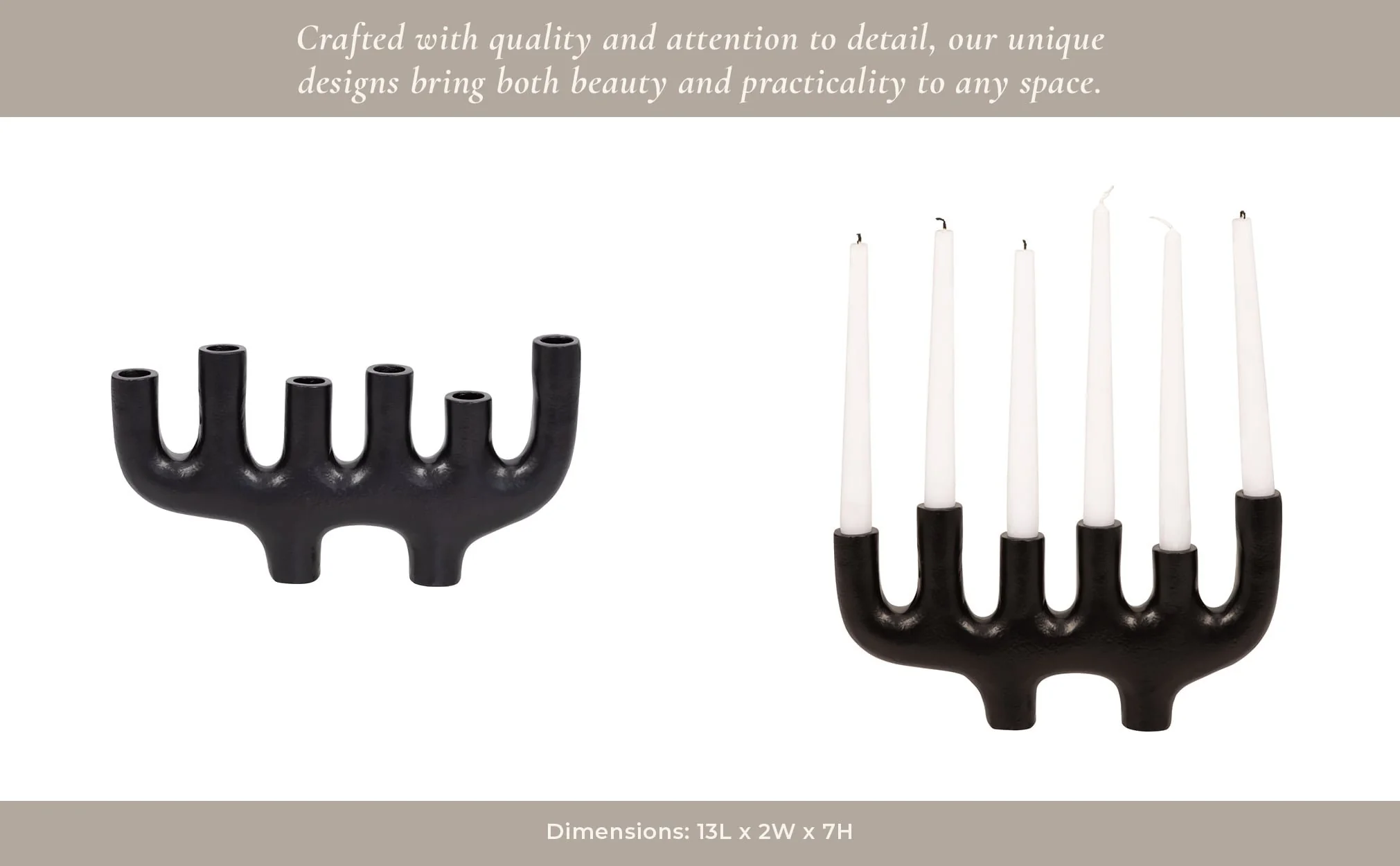 Metal, 13" 6 Taper Candelabra, Black - Image 13