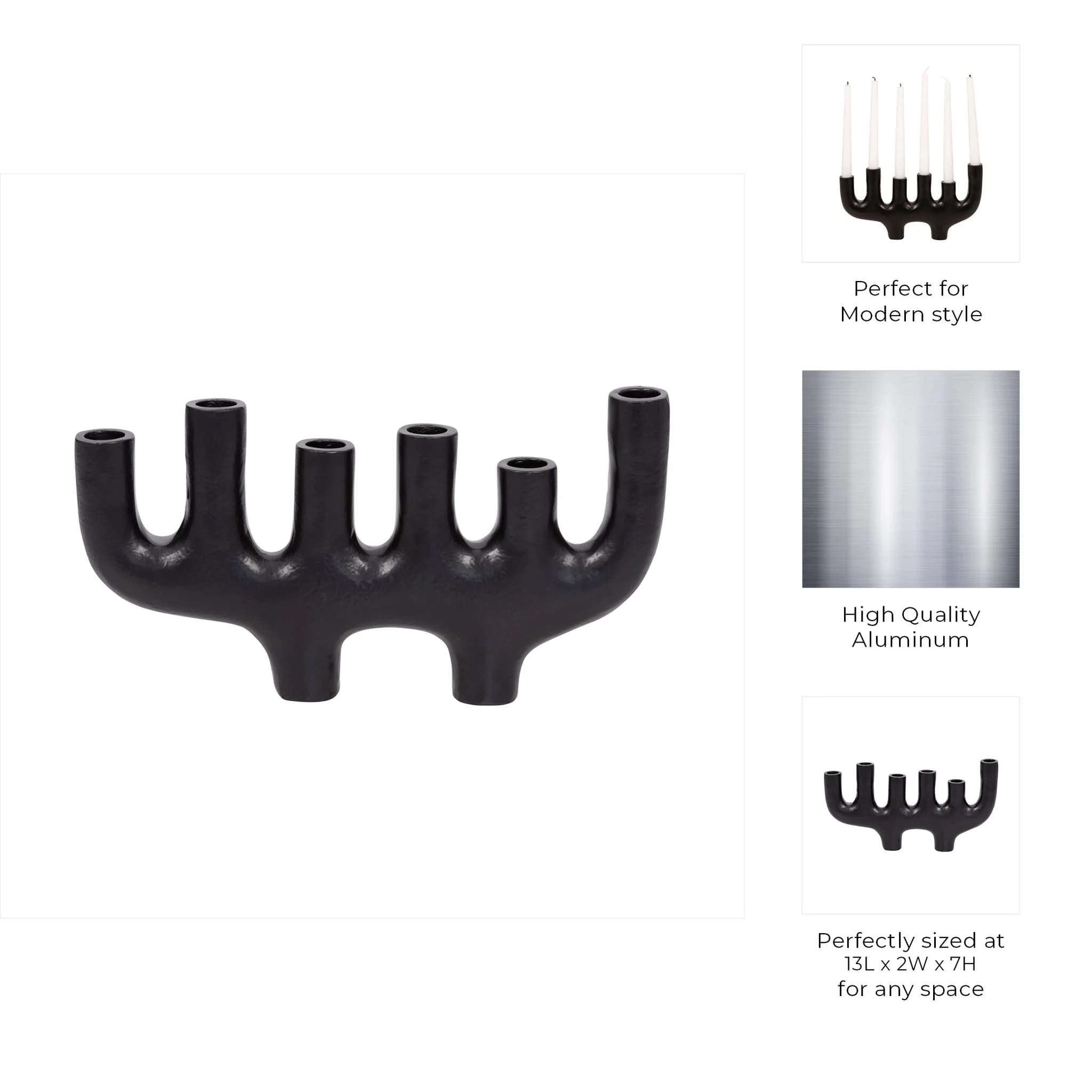 Metal, 13" 6 Taper Candelabra, Black - Image 9
