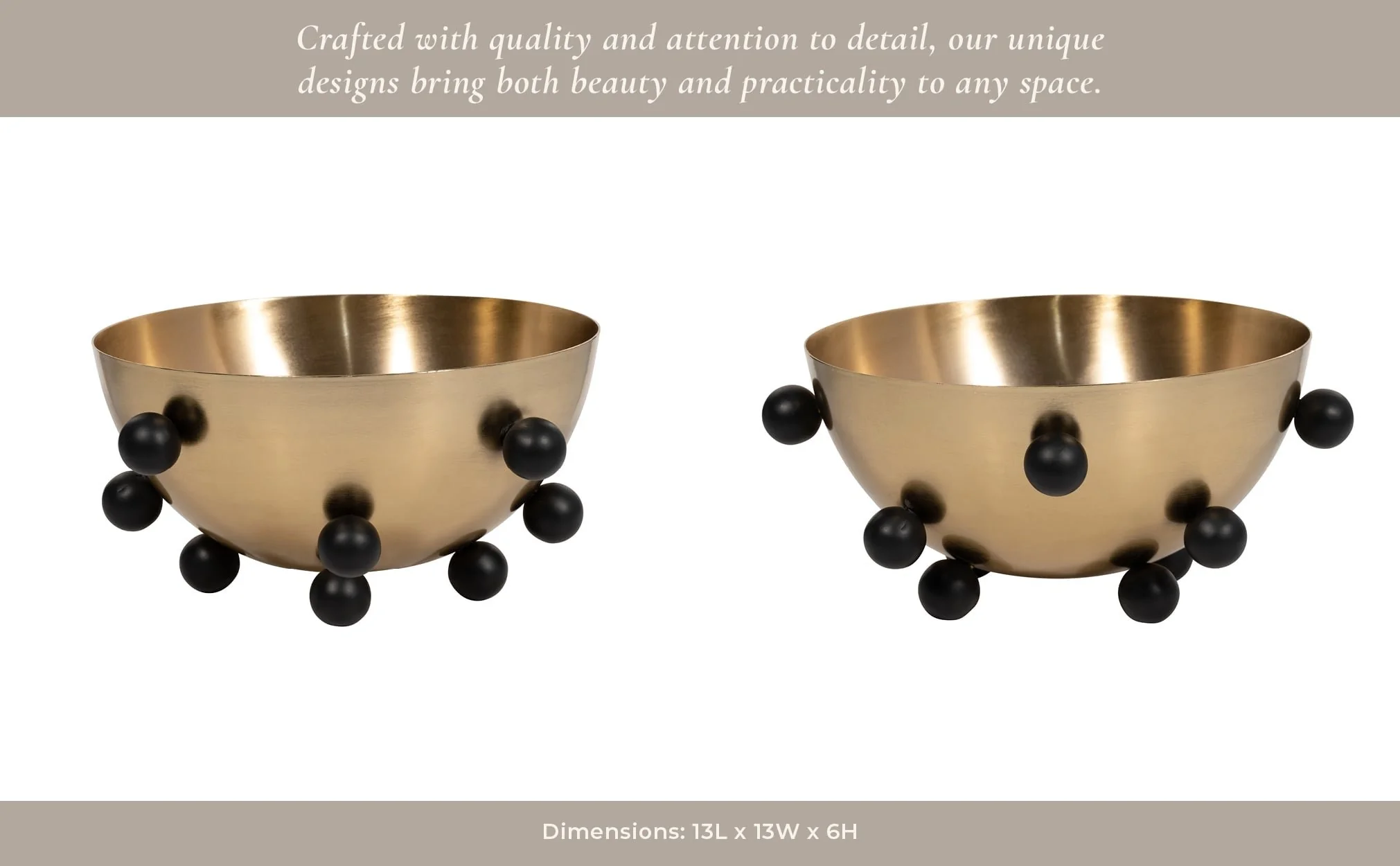 Metal, 13" Bubble Bowl, Gold/black - Image 14