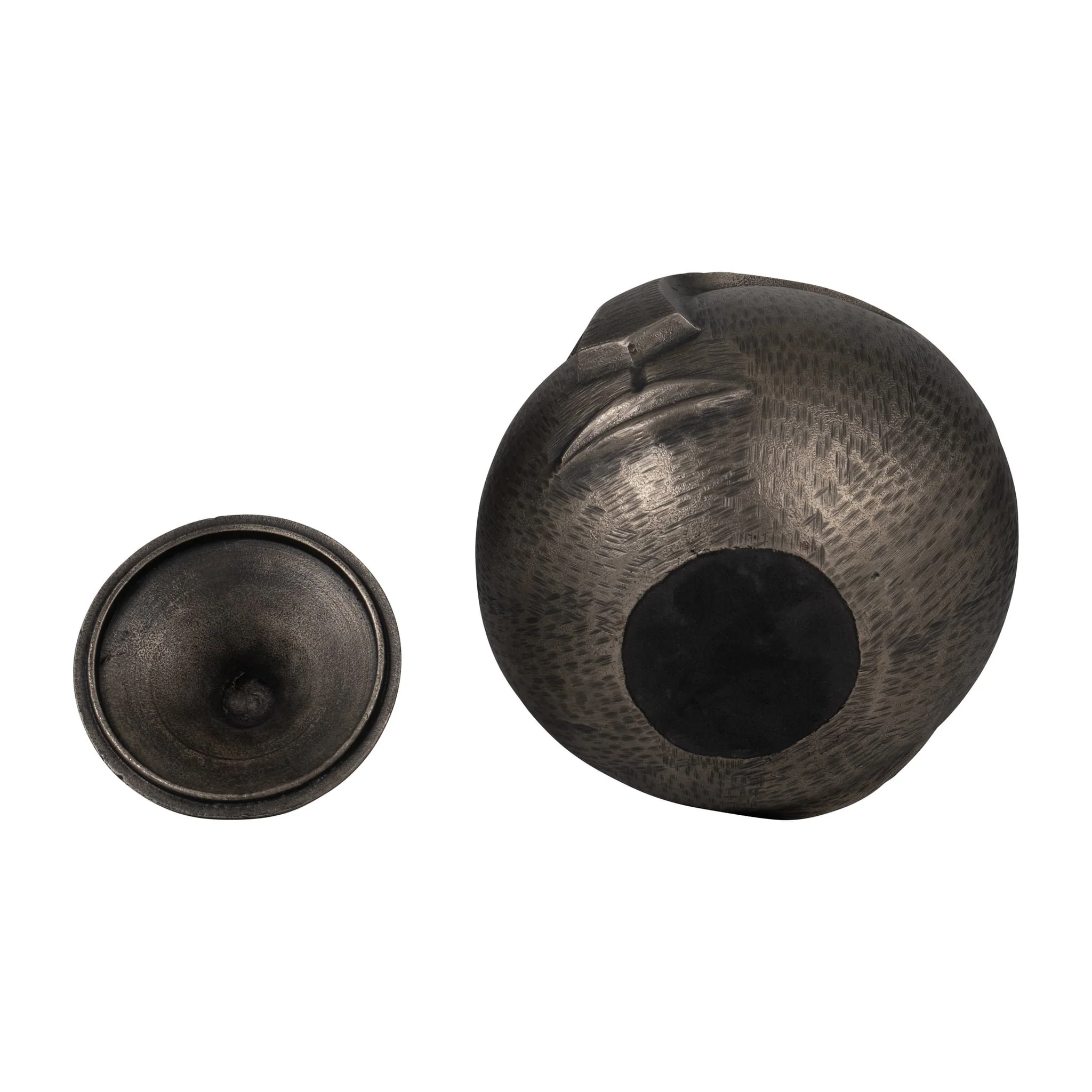 Metal, 13" Face Jar With Lid, Gunmetal - Image 7