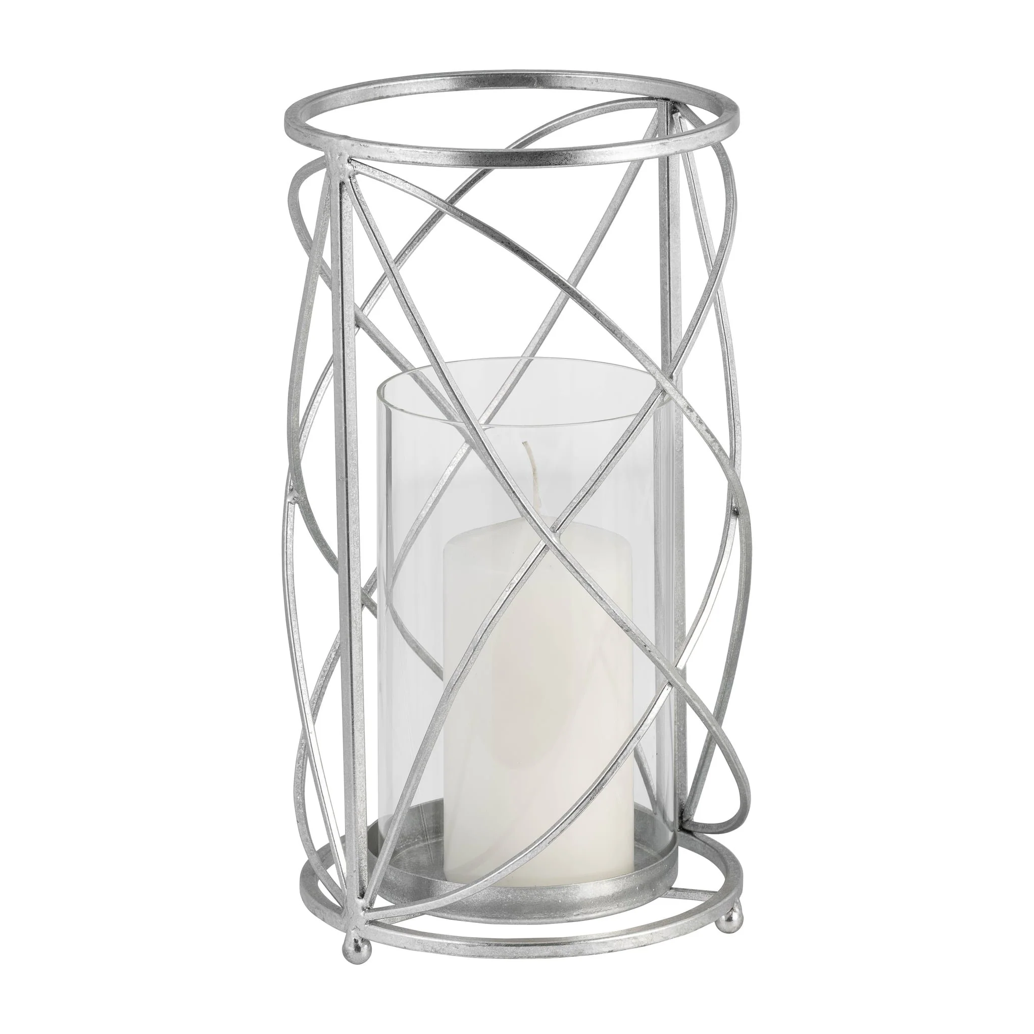 Metal 13" Hurricane Candle Holder, Silver - Image 2