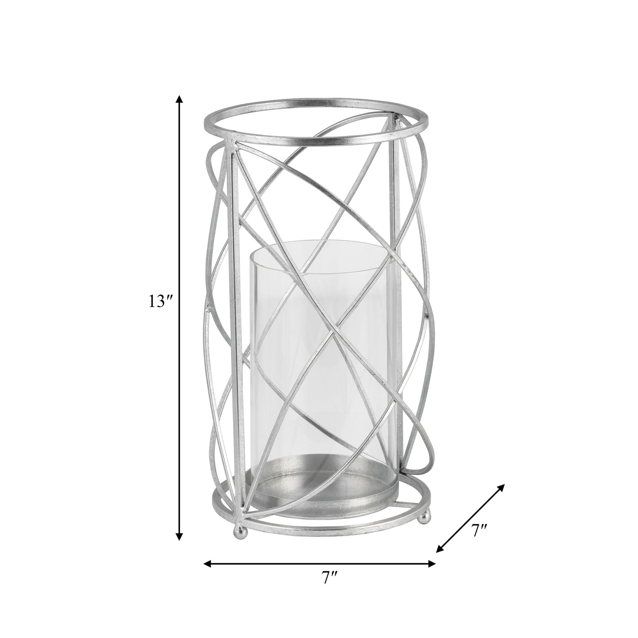 Metal 13" Hurricane Candle Holder, Silver - Image 9