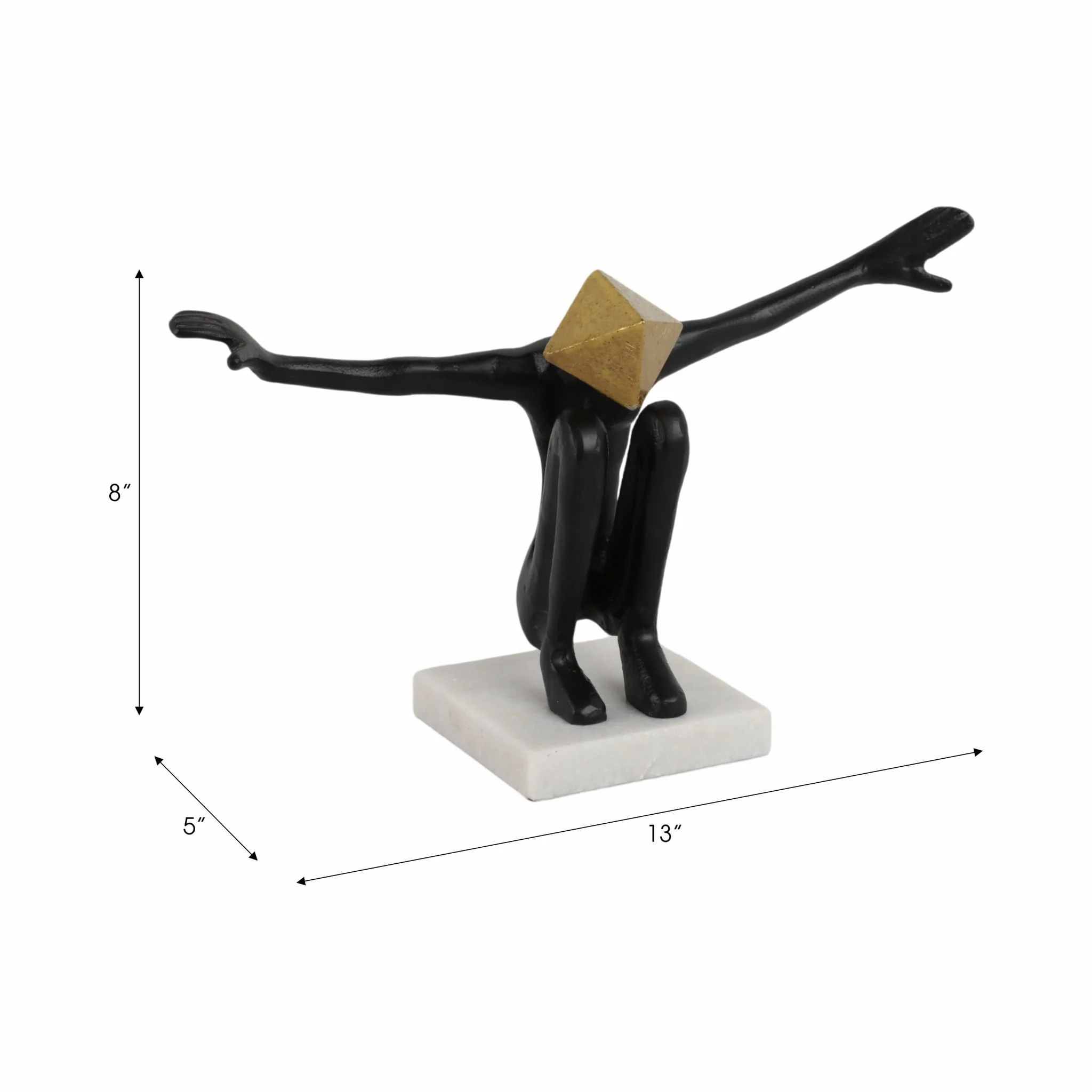 Metal, 13" Open Arms Man, Black/gold - Image 2