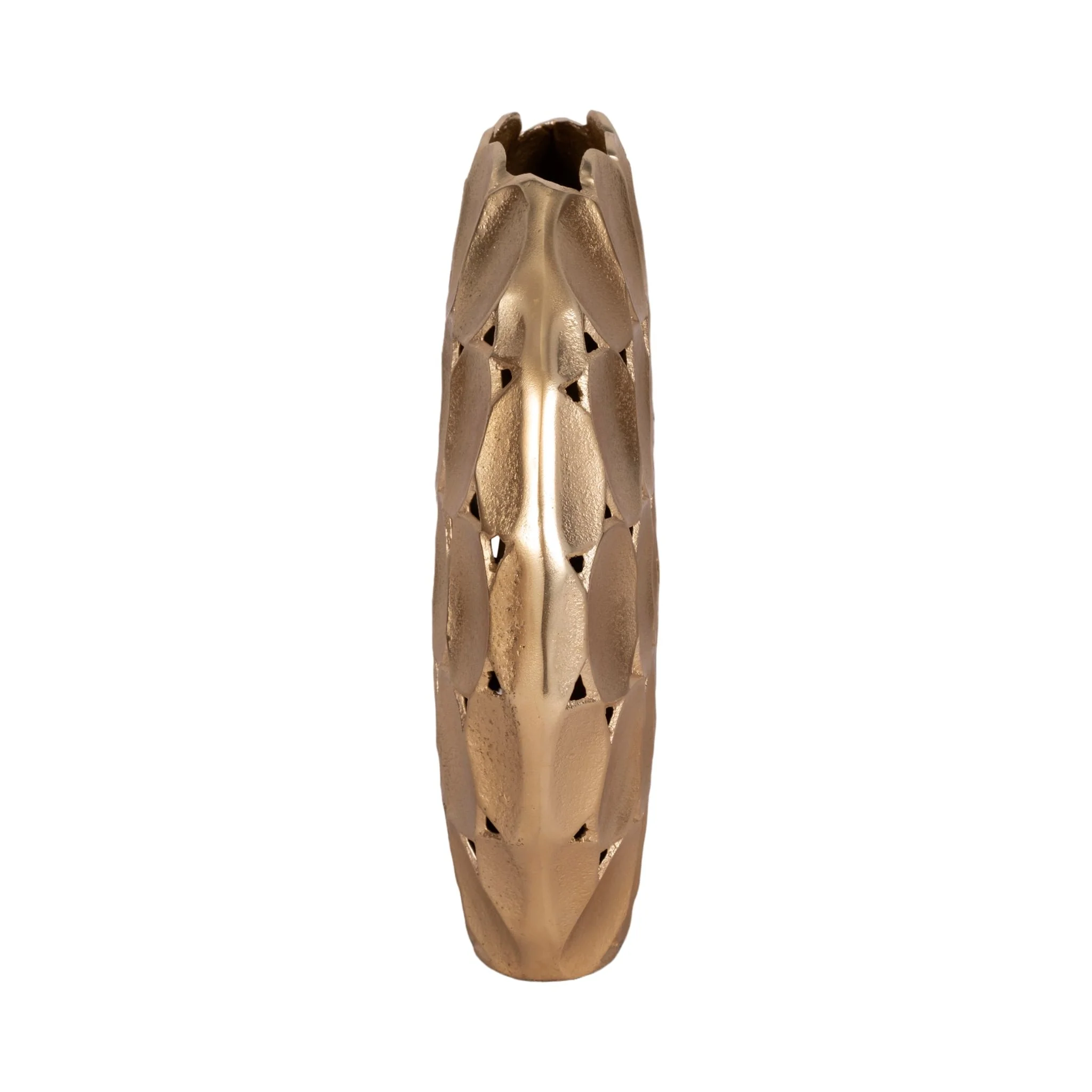 Metal, 13" Oval Vase, Champagne - Image 4