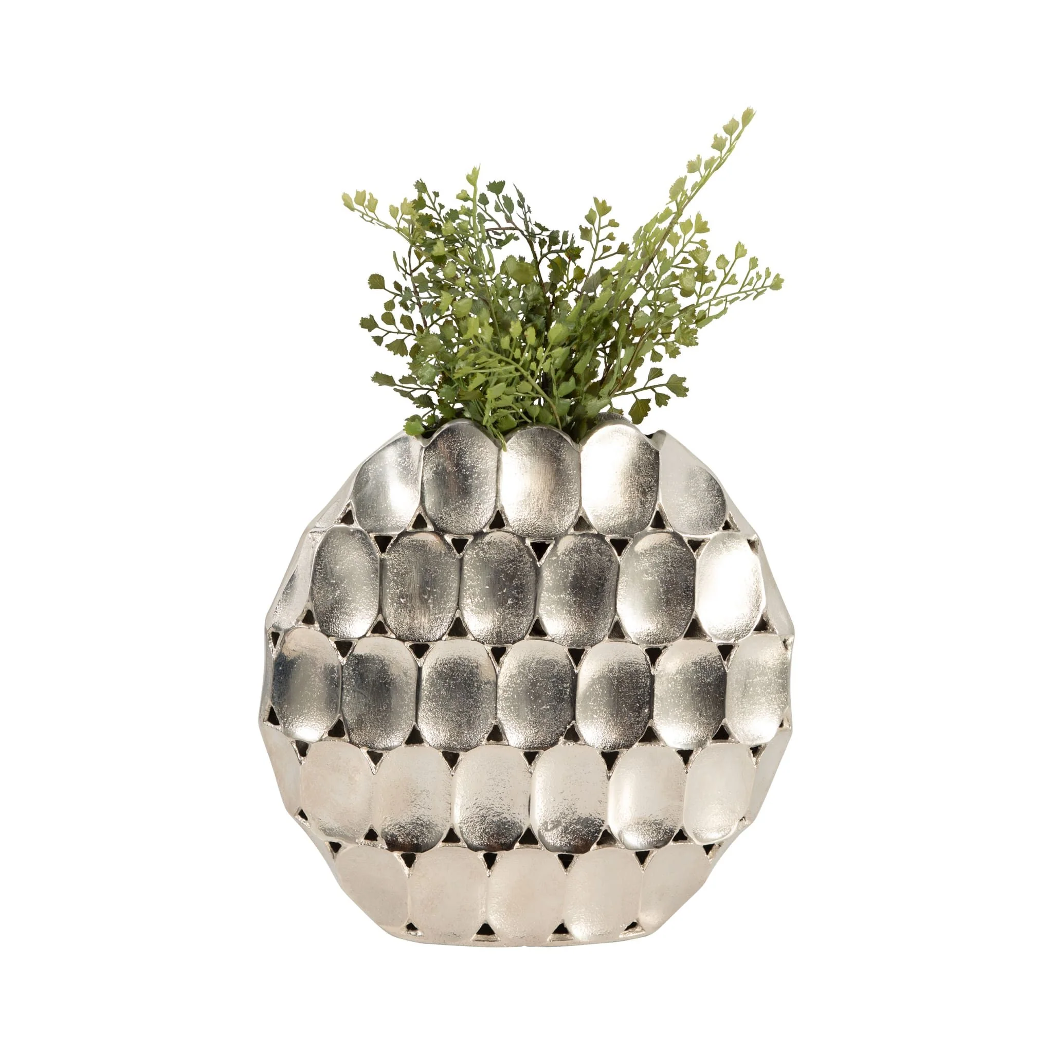 Metal, 13" Oval Vase, Silver - Image 2