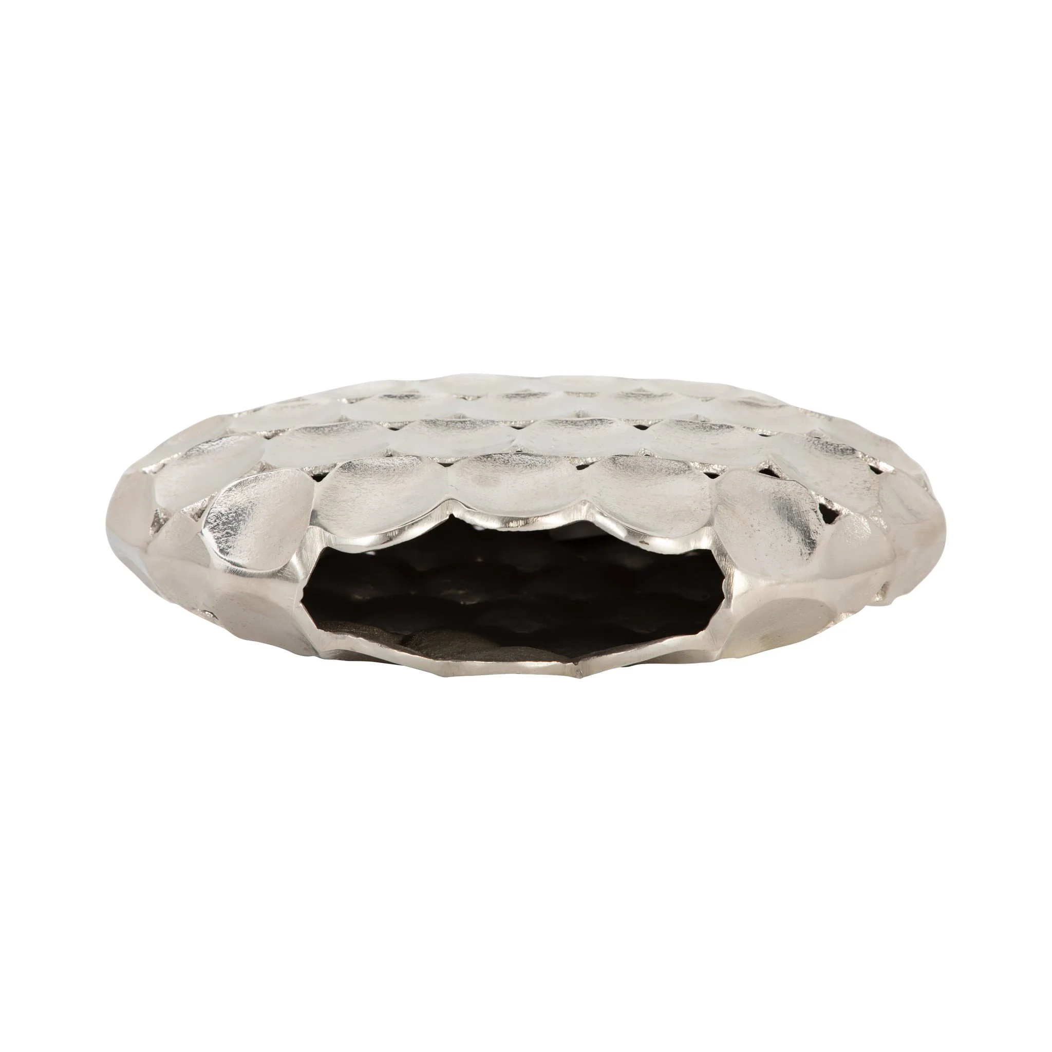 Metal, 13" Oval Vase, Silver - Image 6