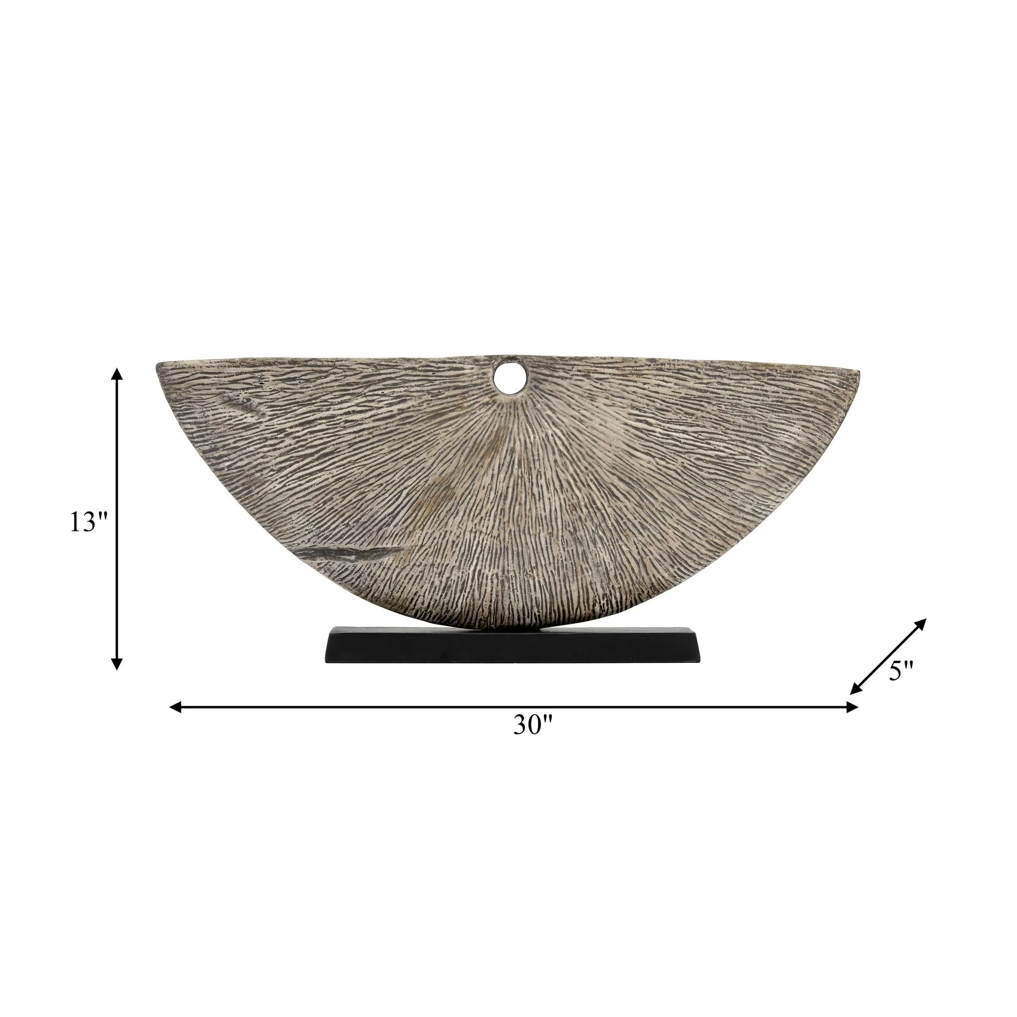 Metal,13"h Corrugated Half Circle Sculpture,ivory - Image 4