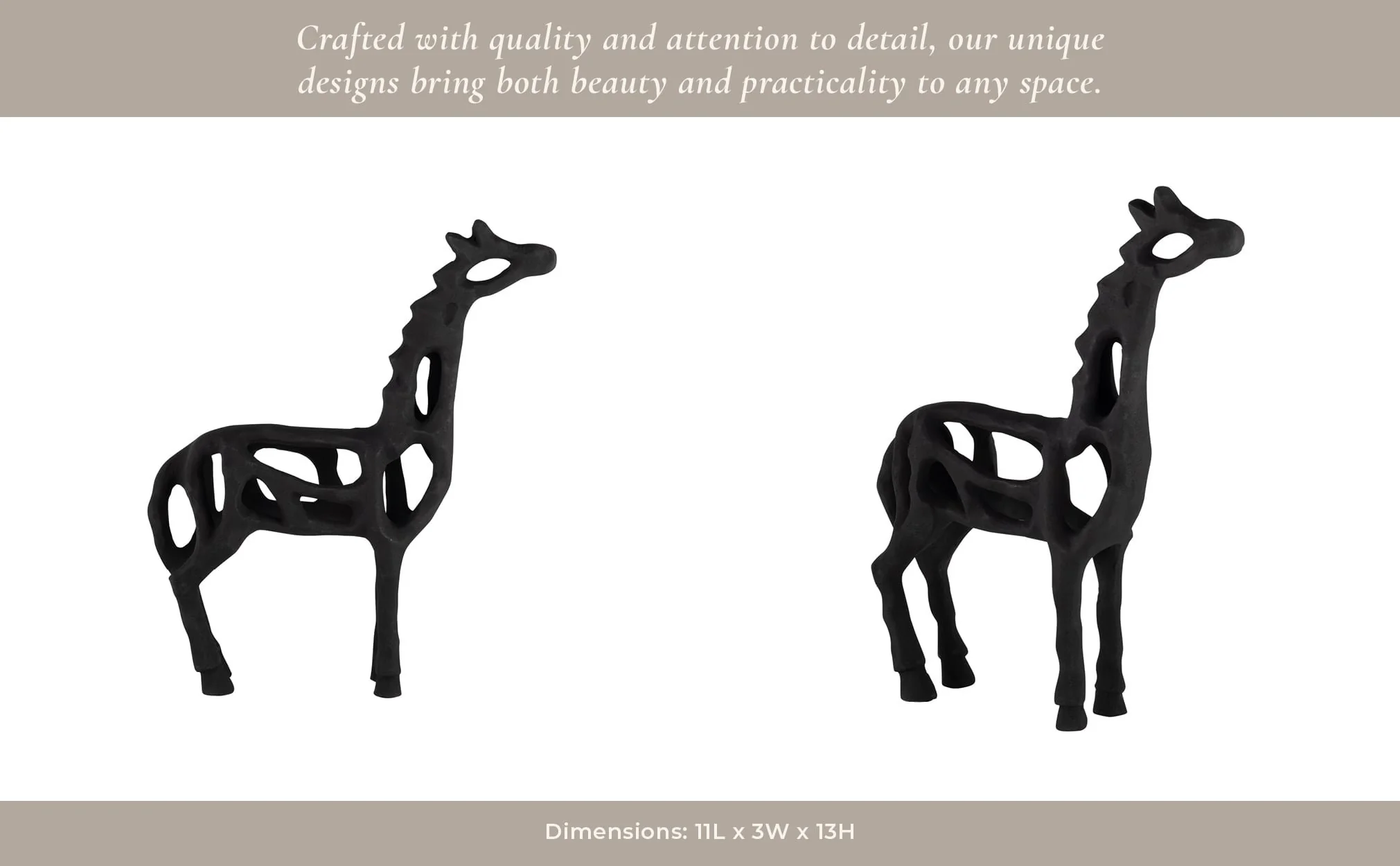 Metal,13"h,giraffe Illusion Sculpture,black - Image 12