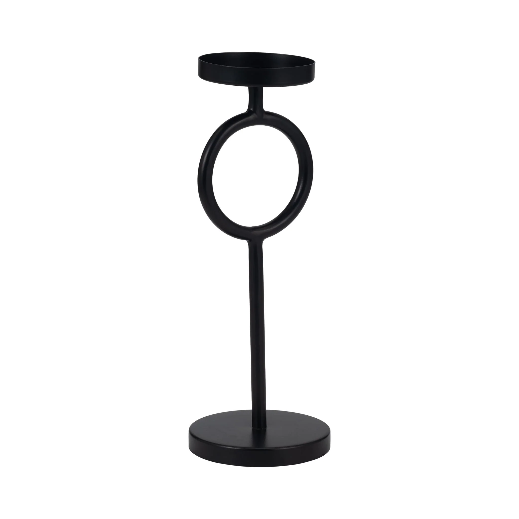 Metal, 13"h Ring Candle Holder, Black - Image 3
