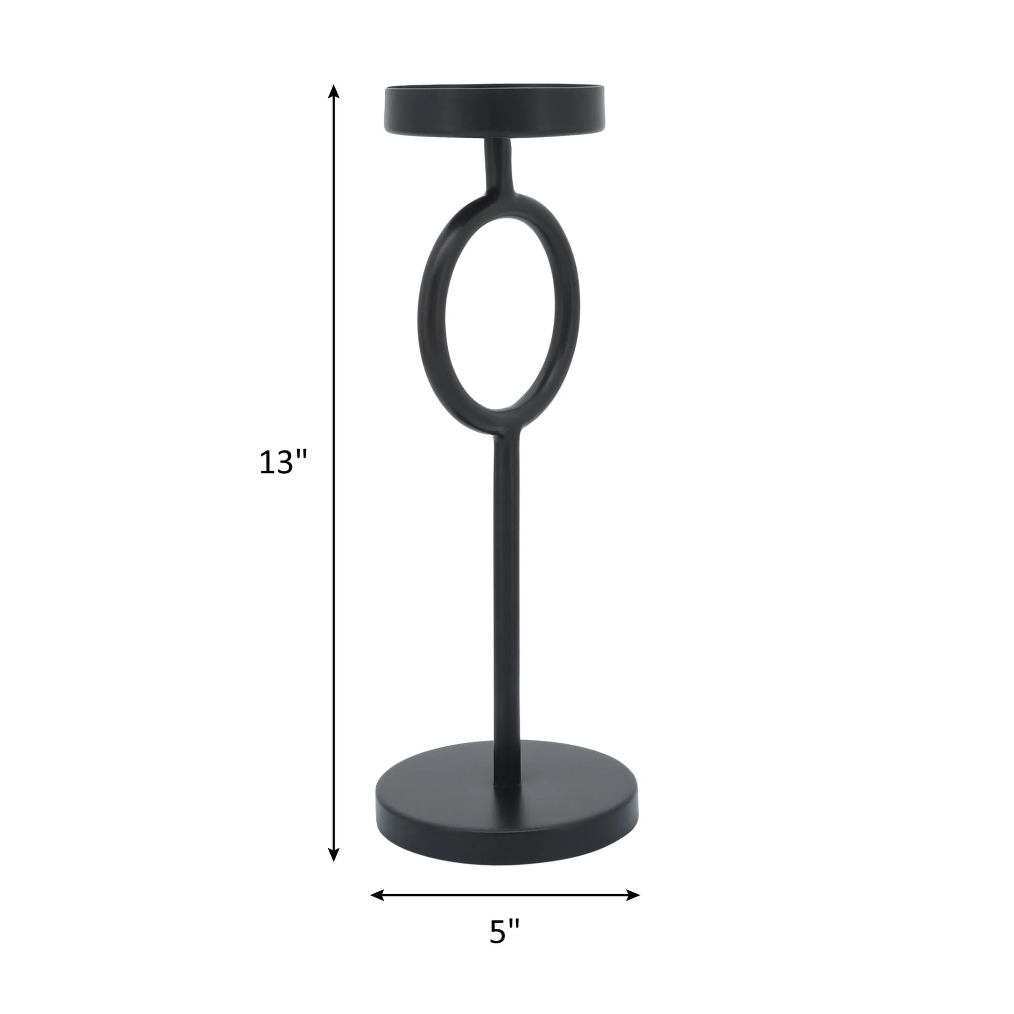 Metal, 13"h Ring Candle Holder, Black - Image 9