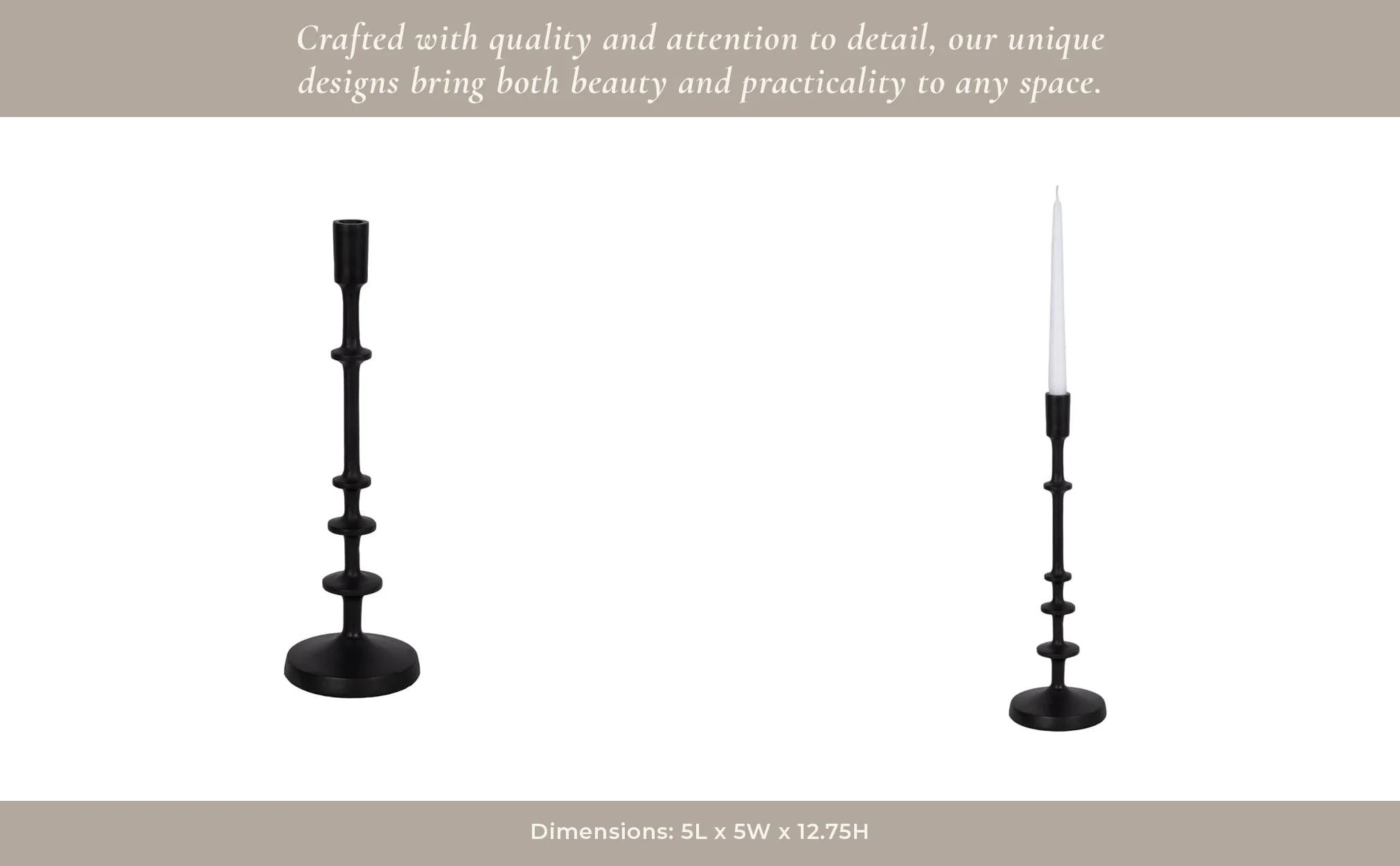 Metal, 13"h Taper Candle Holder, Black - Image 12