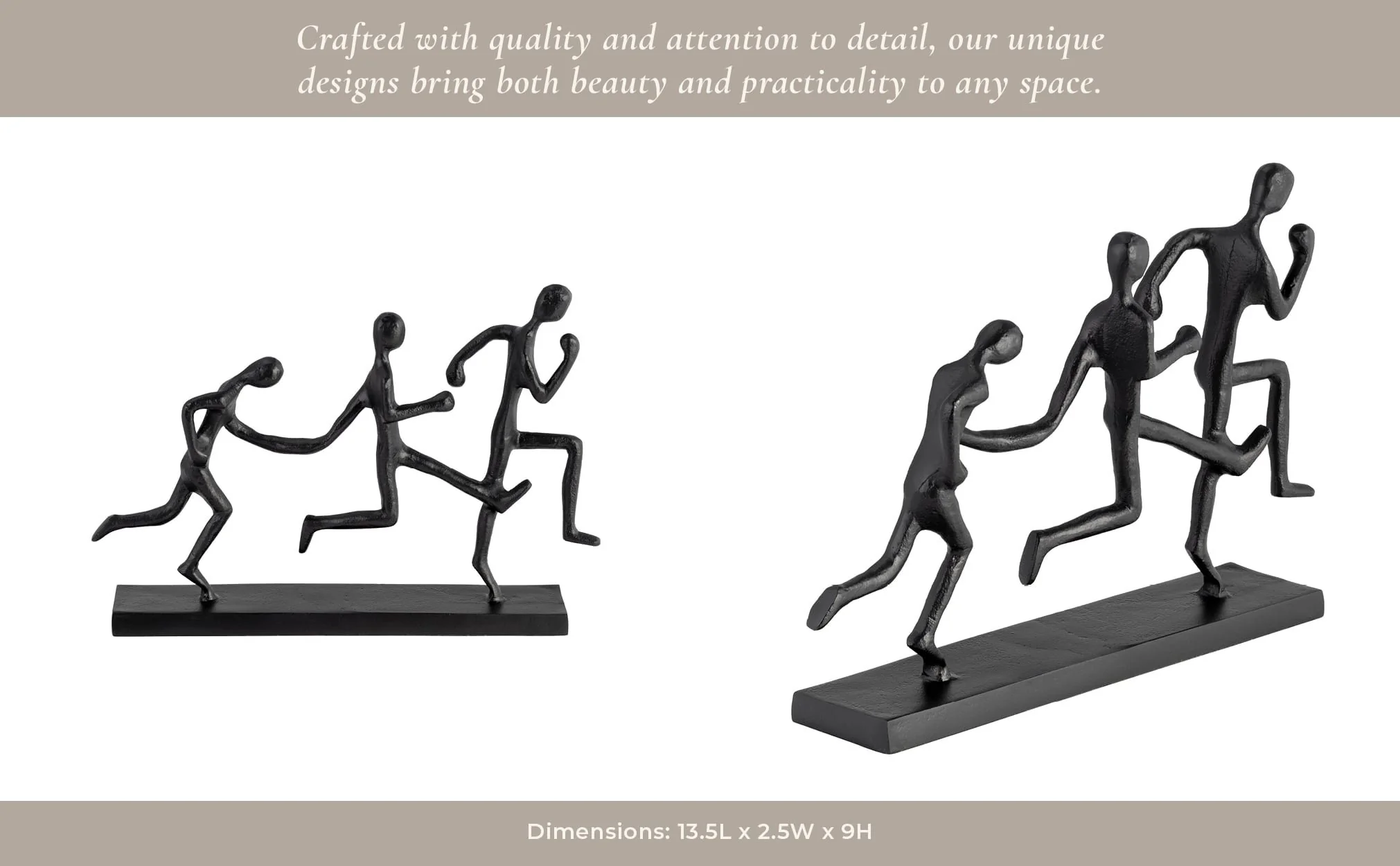 Metal, 13"l 3-man Running, Black - Image 12