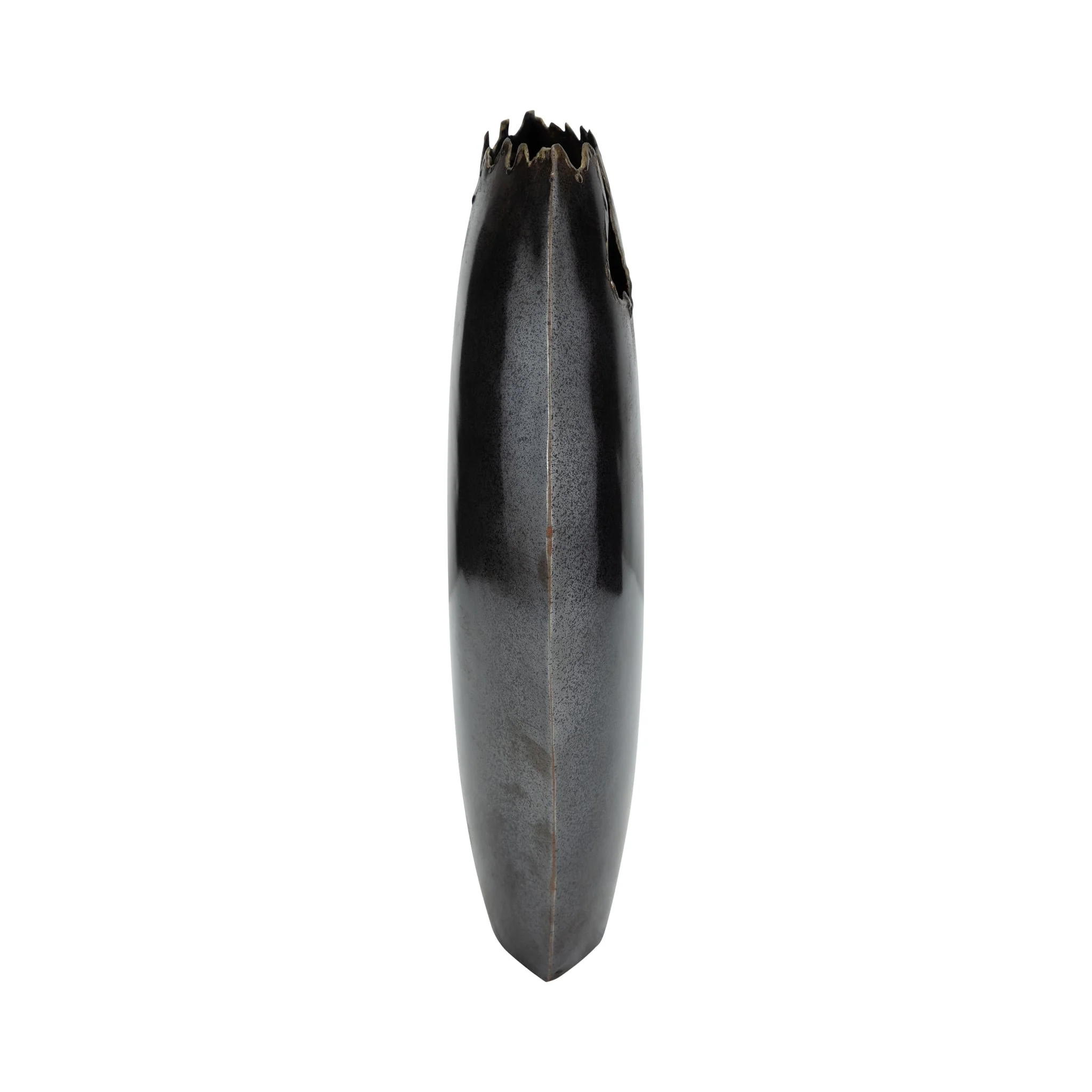 Metal, 14" Chipped Vase, Black - Image 4