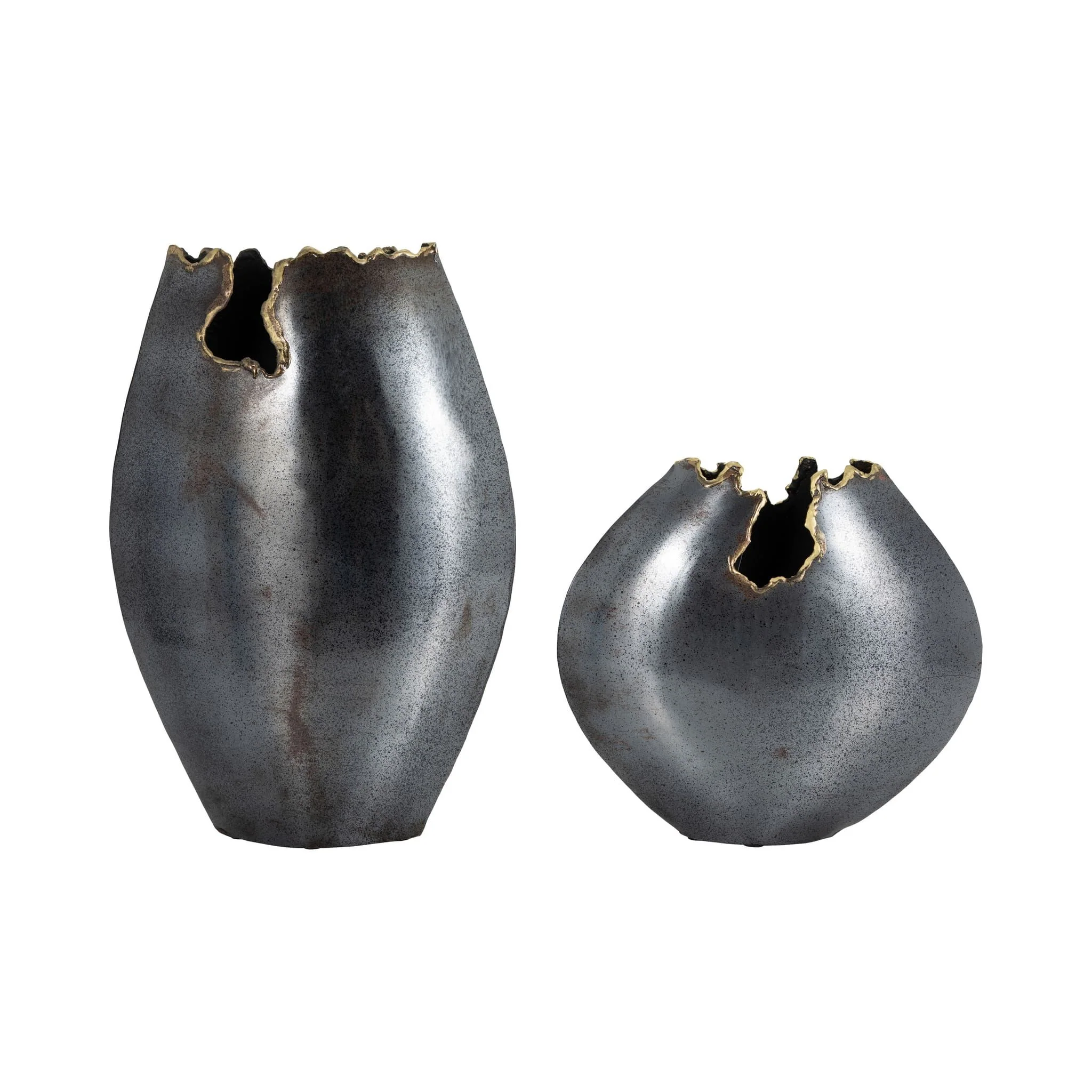 Metal, 14" Chipped Vase, Black - Image 8
