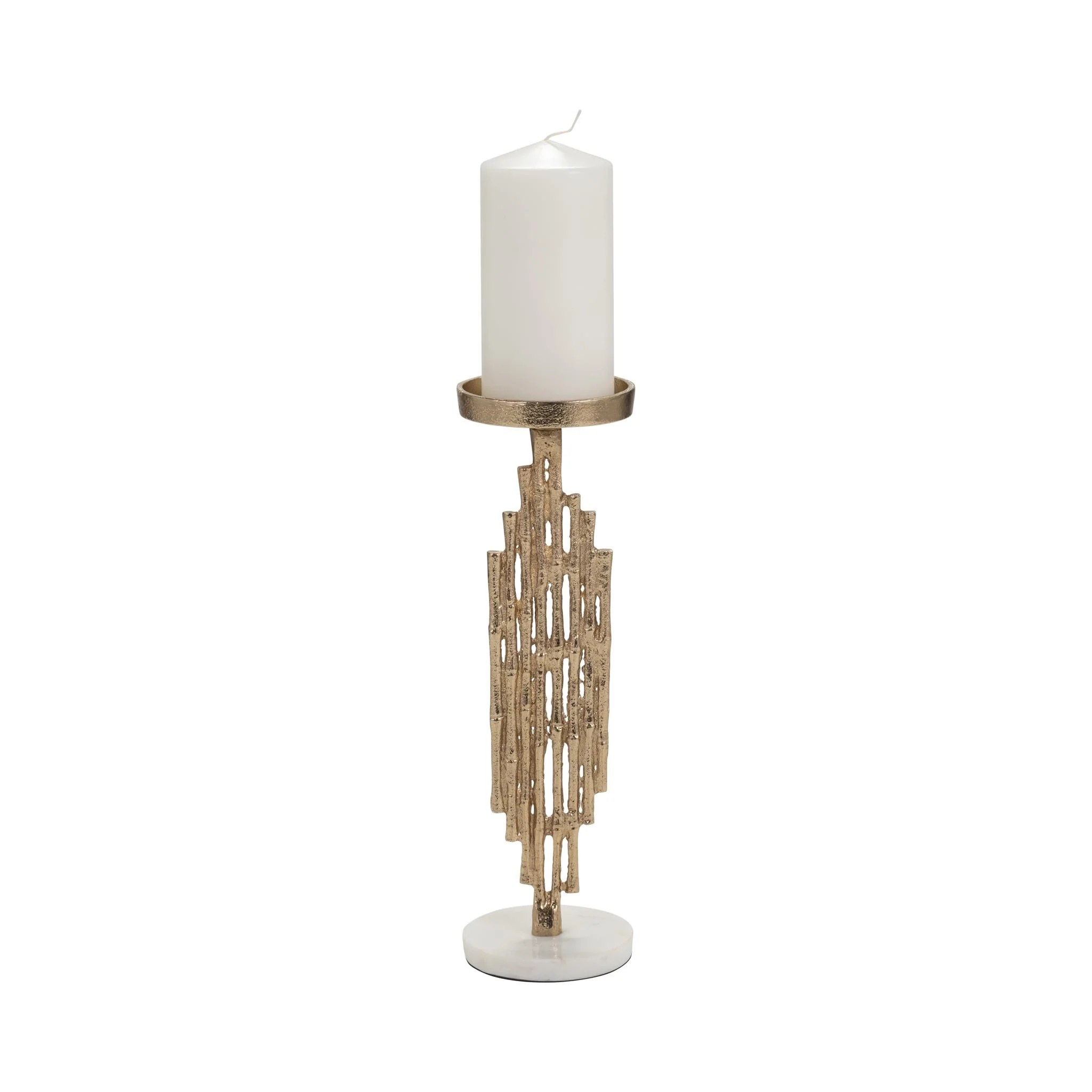 Metal, 14" Contemporary Candle Holder, Gold - Image 2