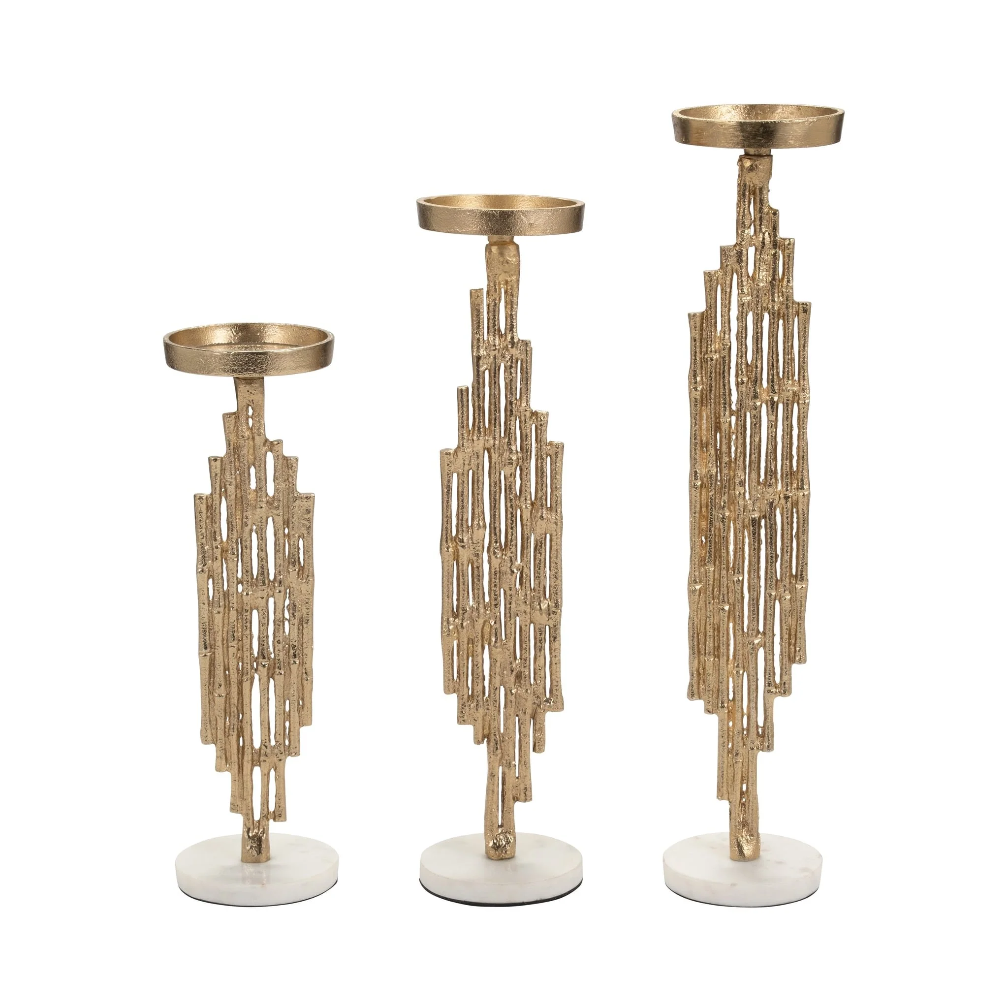 Metal, 14" Contemporary Candle Holder, Gold - Image 8