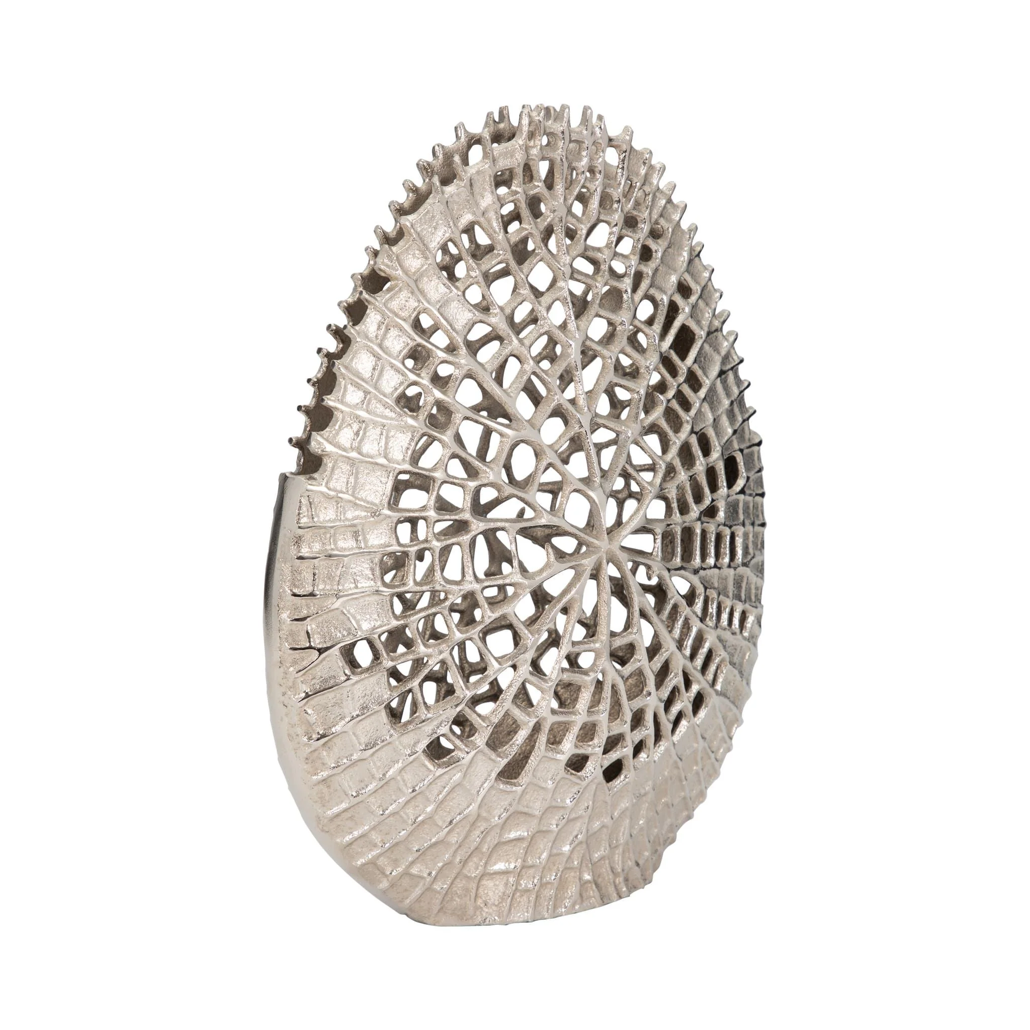 Metal, 14" Contemporary Vase, Silver - Image 3