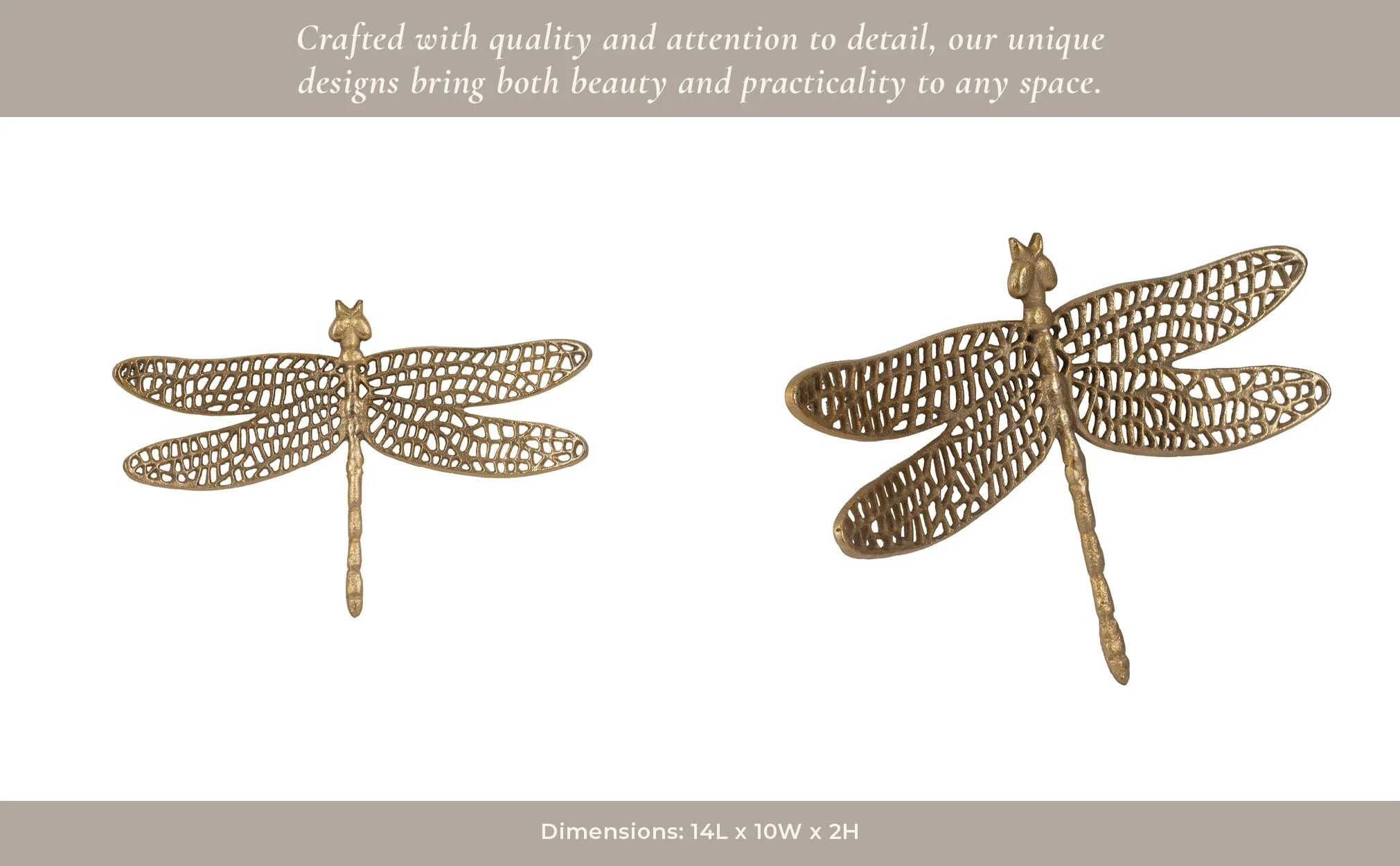 Metal, 14" Dragonfly W/ Cutouts , Gold - Image 9