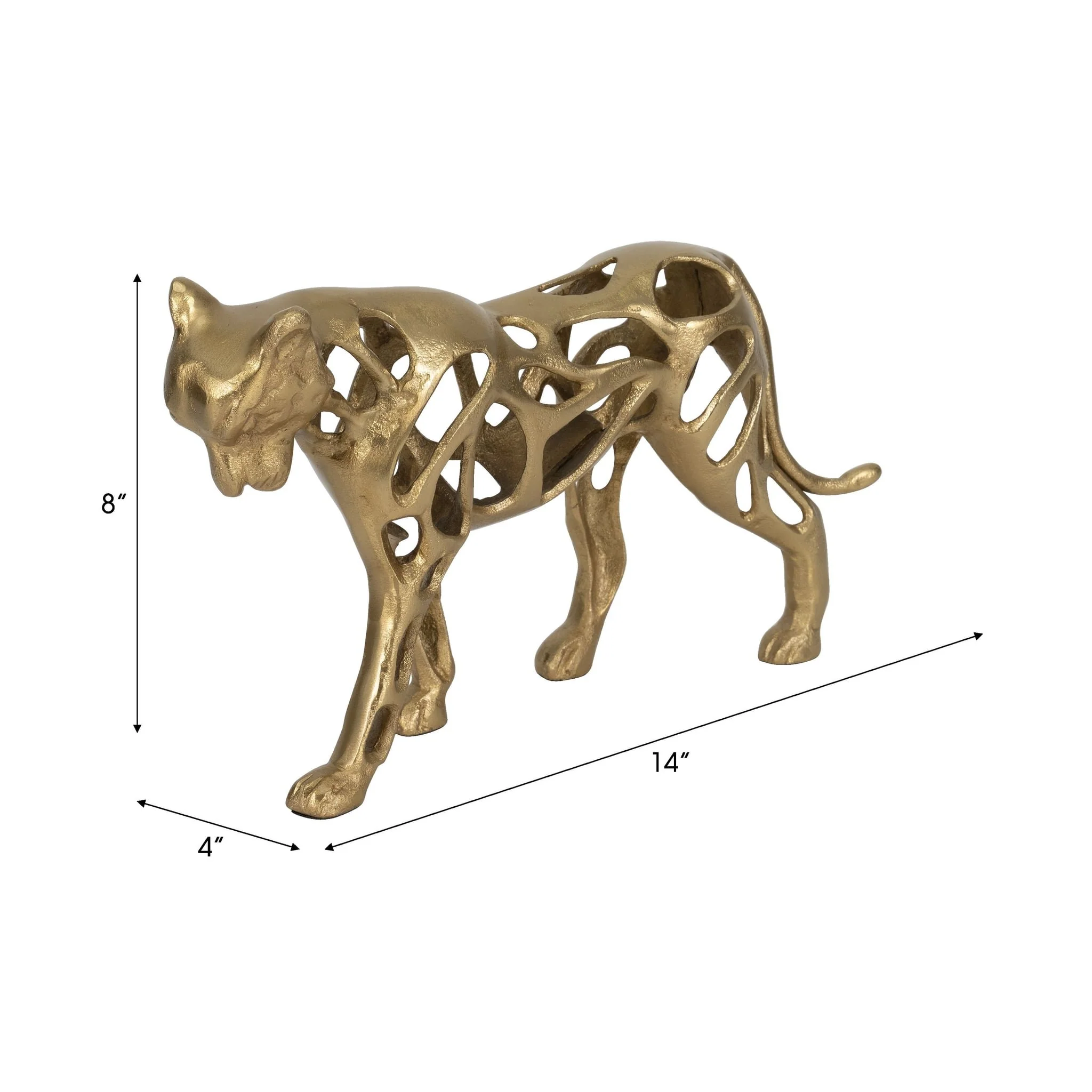 Metal, 14" Lioness, Gold - Image 2