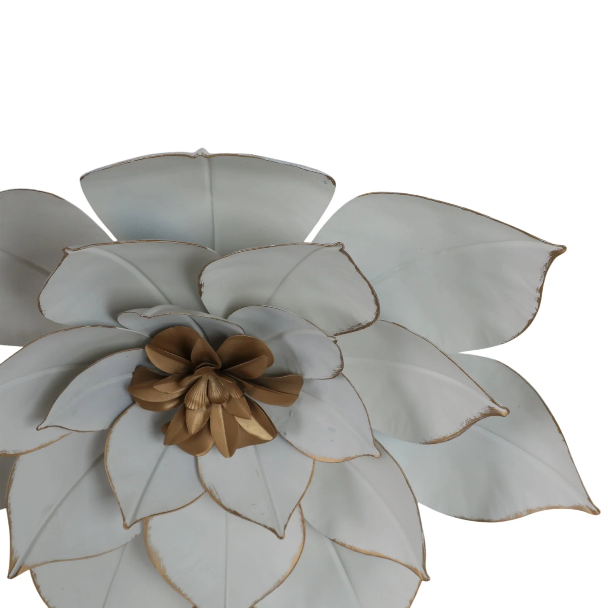 Metal 14" Lotus Wall Deco, White/gold - Image 6