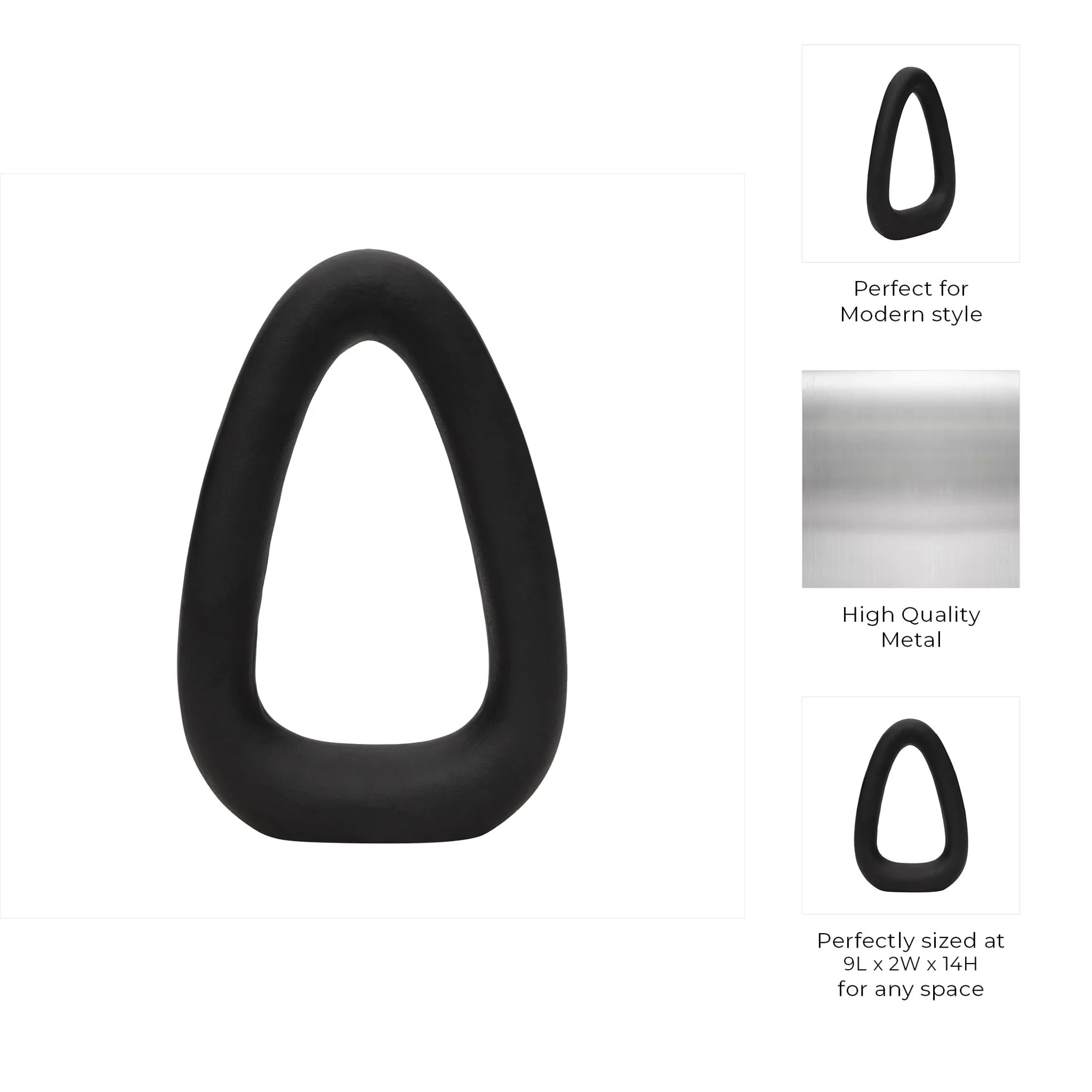 Metal, 14" Open Cut Out Sculpture, Black - Image 9