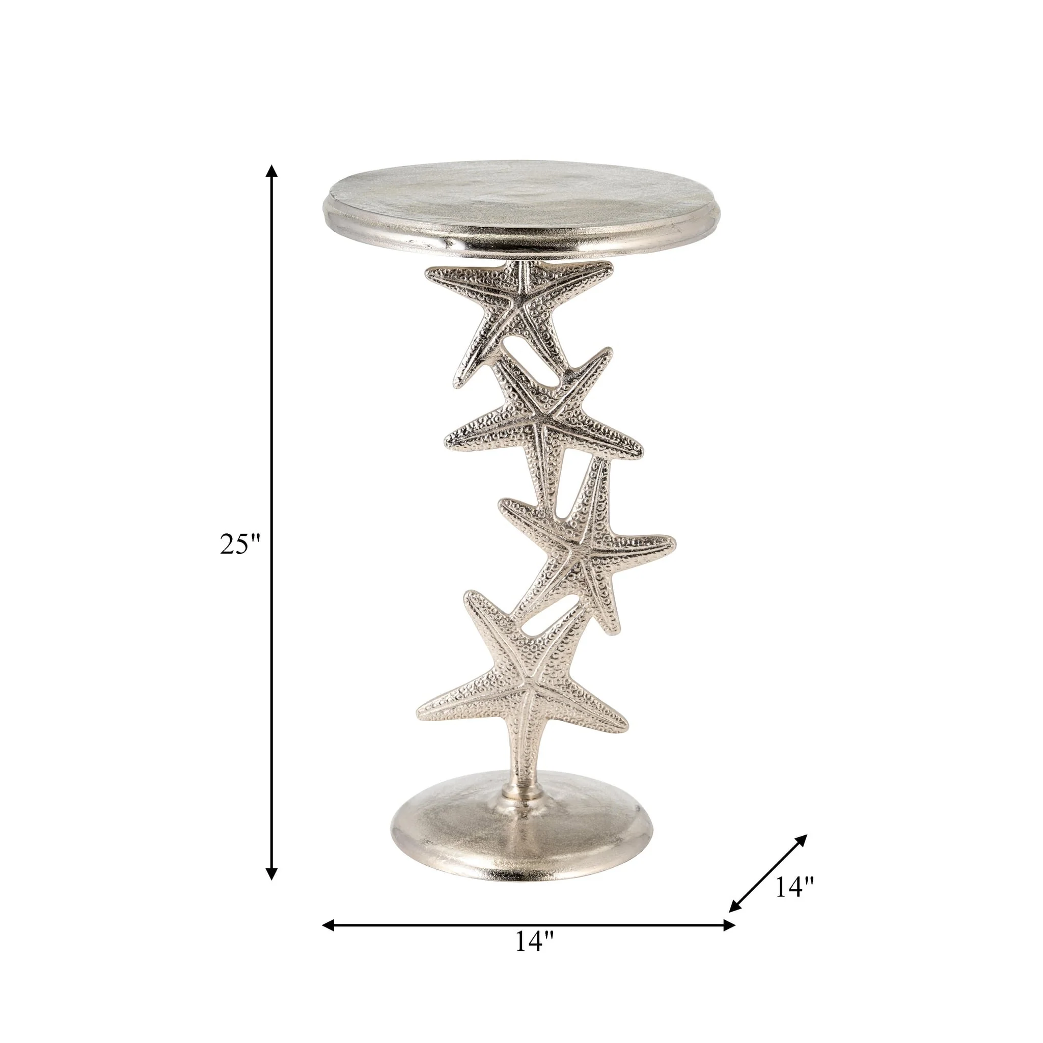Metal, 14"d/25"h, Silver Starfish Side Table, Kd - Image 7