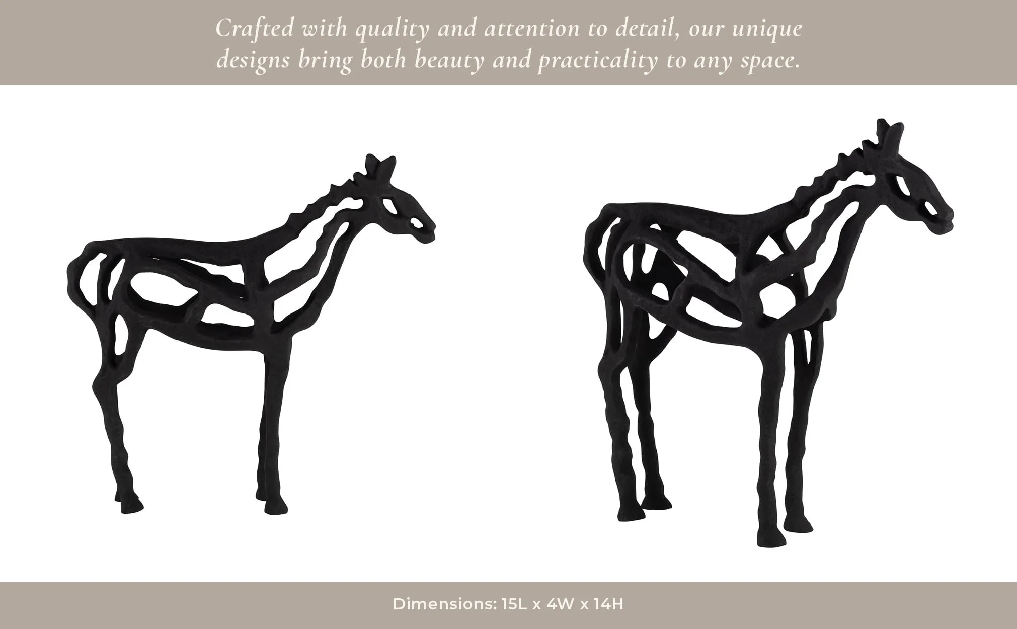 Metal,14"h, Horse Illusion Sculpture,black - Image 13