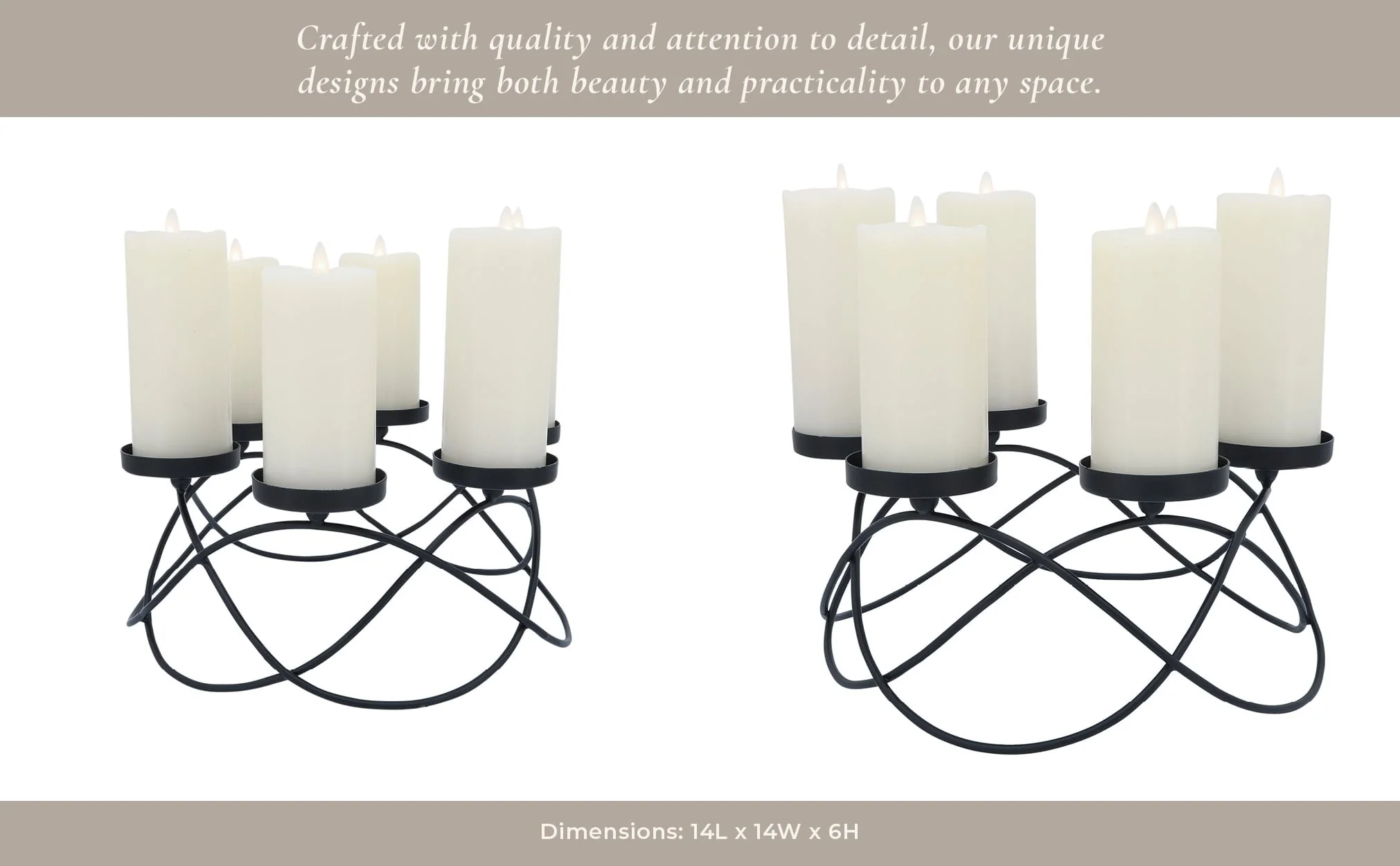 Metal, 14"l 6-pillar Holders, Black - Image 14