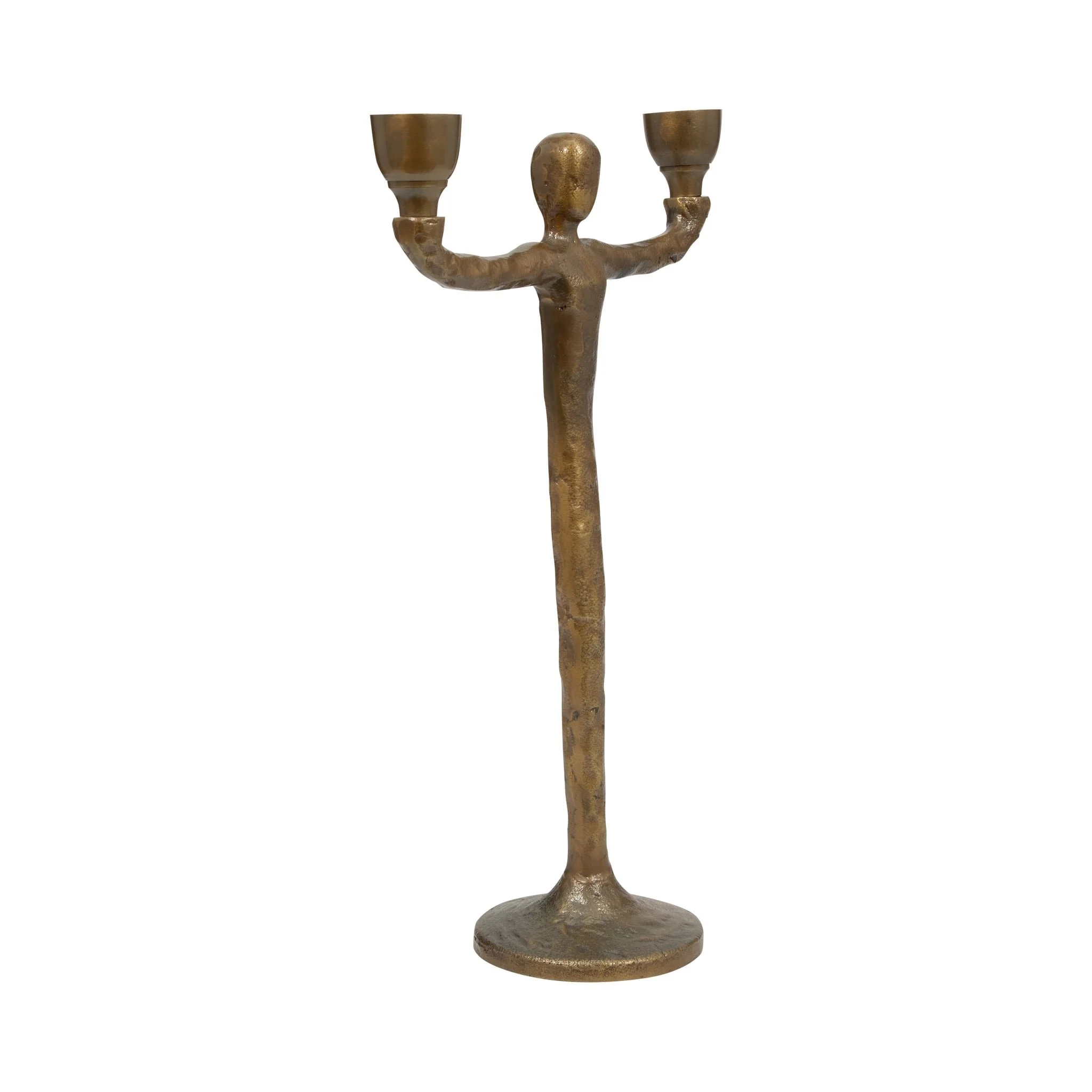 Metal, 15" 2 Taper Candelabra, Gold - Image 3