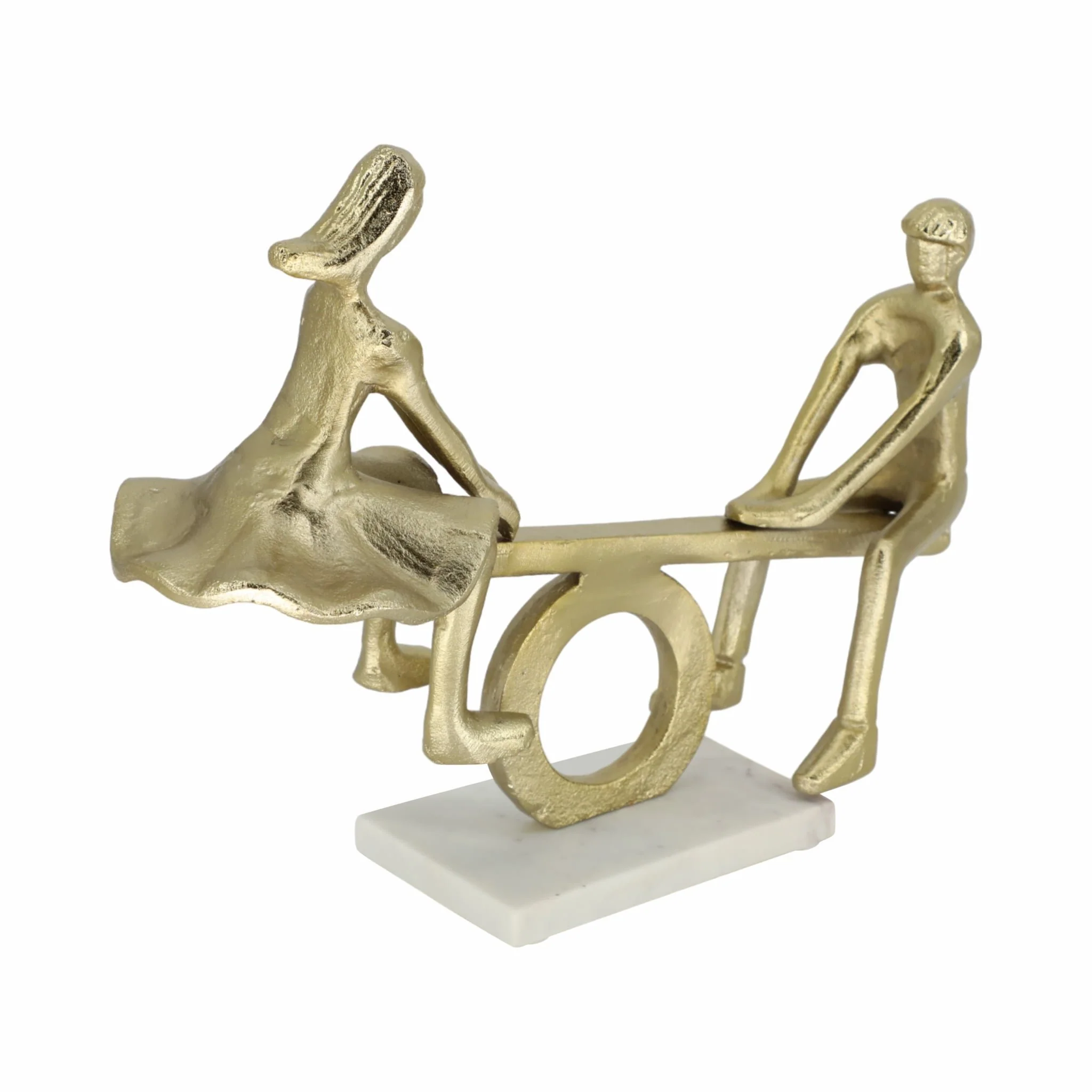 Metal, 15" Couple On See-saw, Gold - Image 2