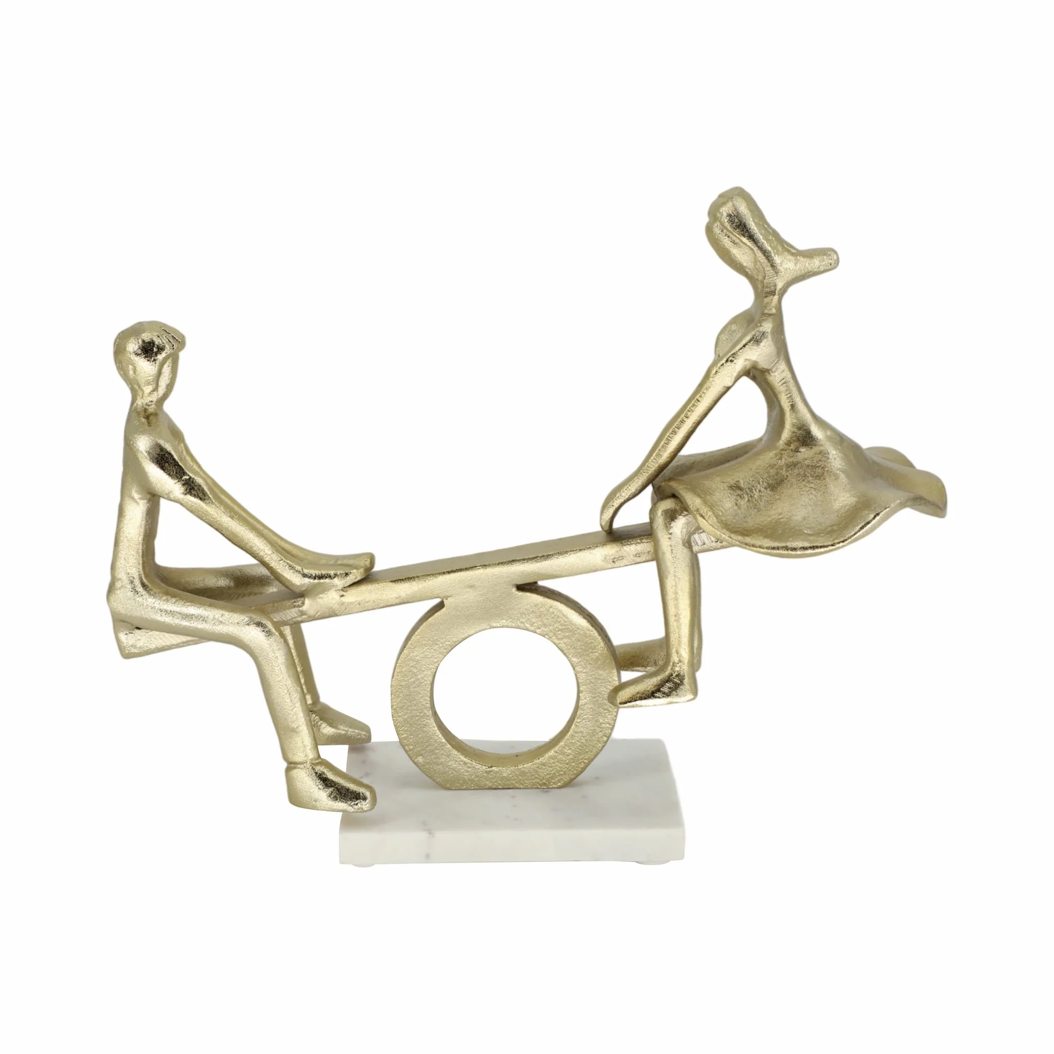 Metal, 15" Couple On See-saw, Gold - Image 4