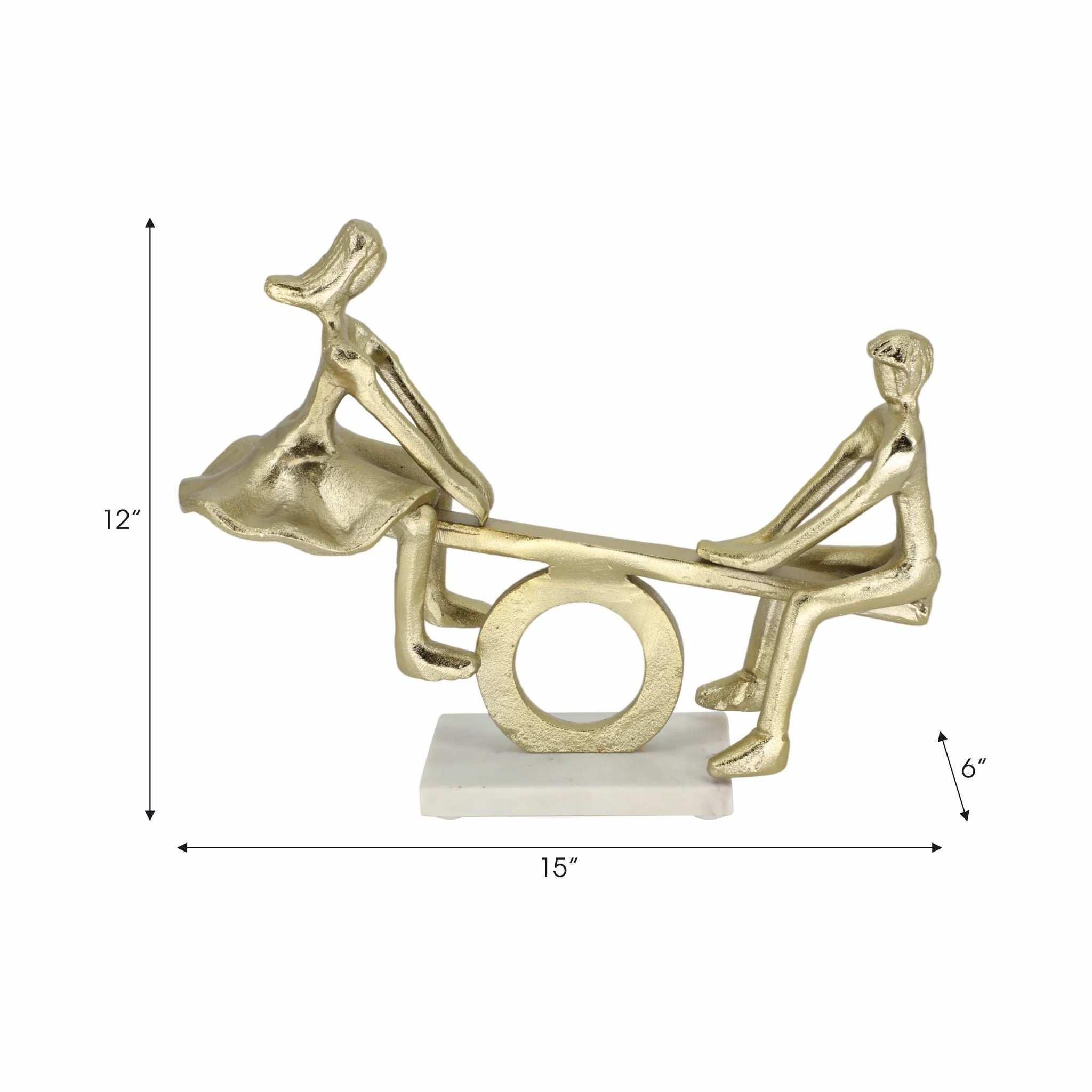 Metal, 15" Couple On See-saw, Gold - Image 8